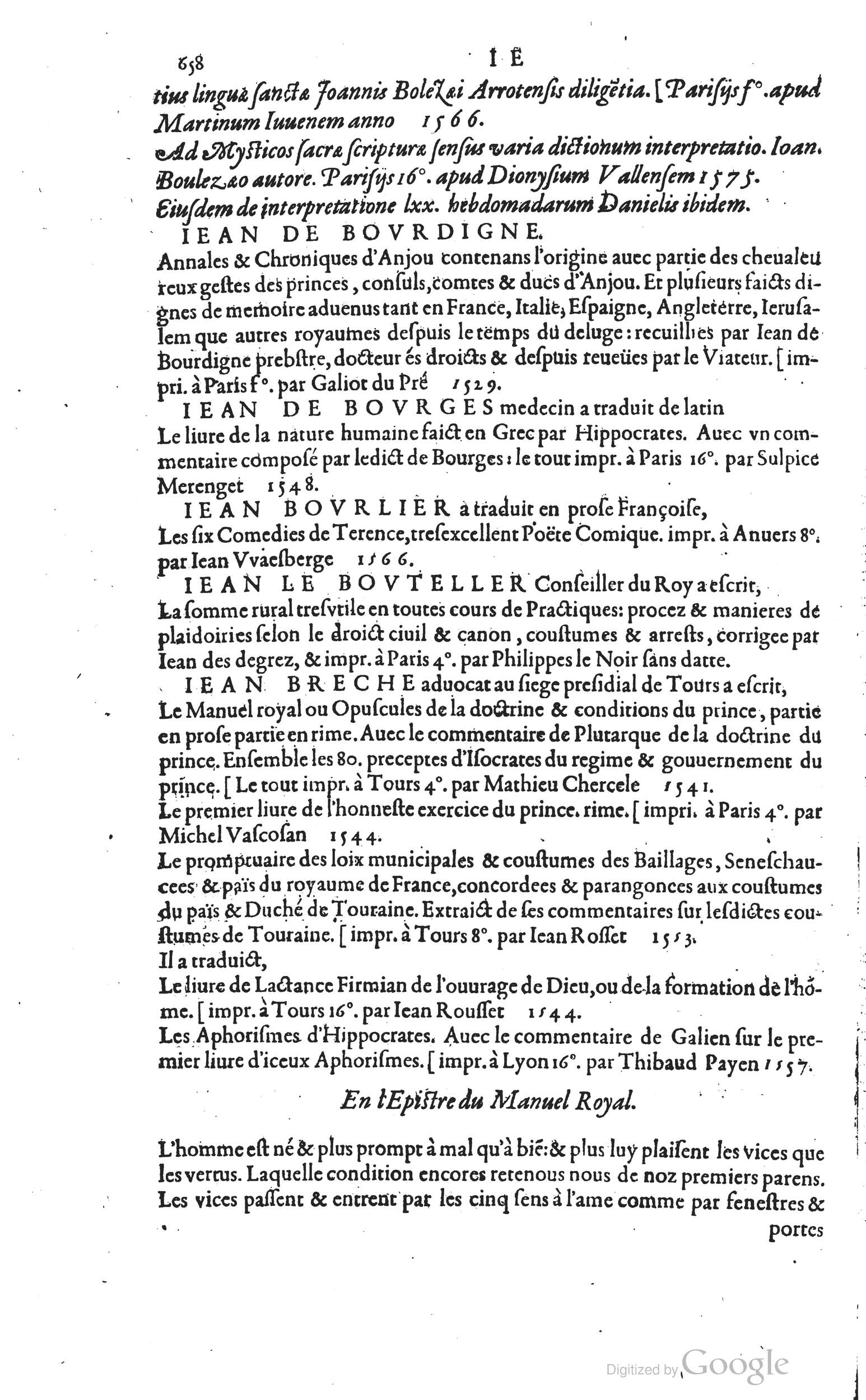 1585 - Barthélemy Honorat - Bibliothèques françaises - BSB Munich