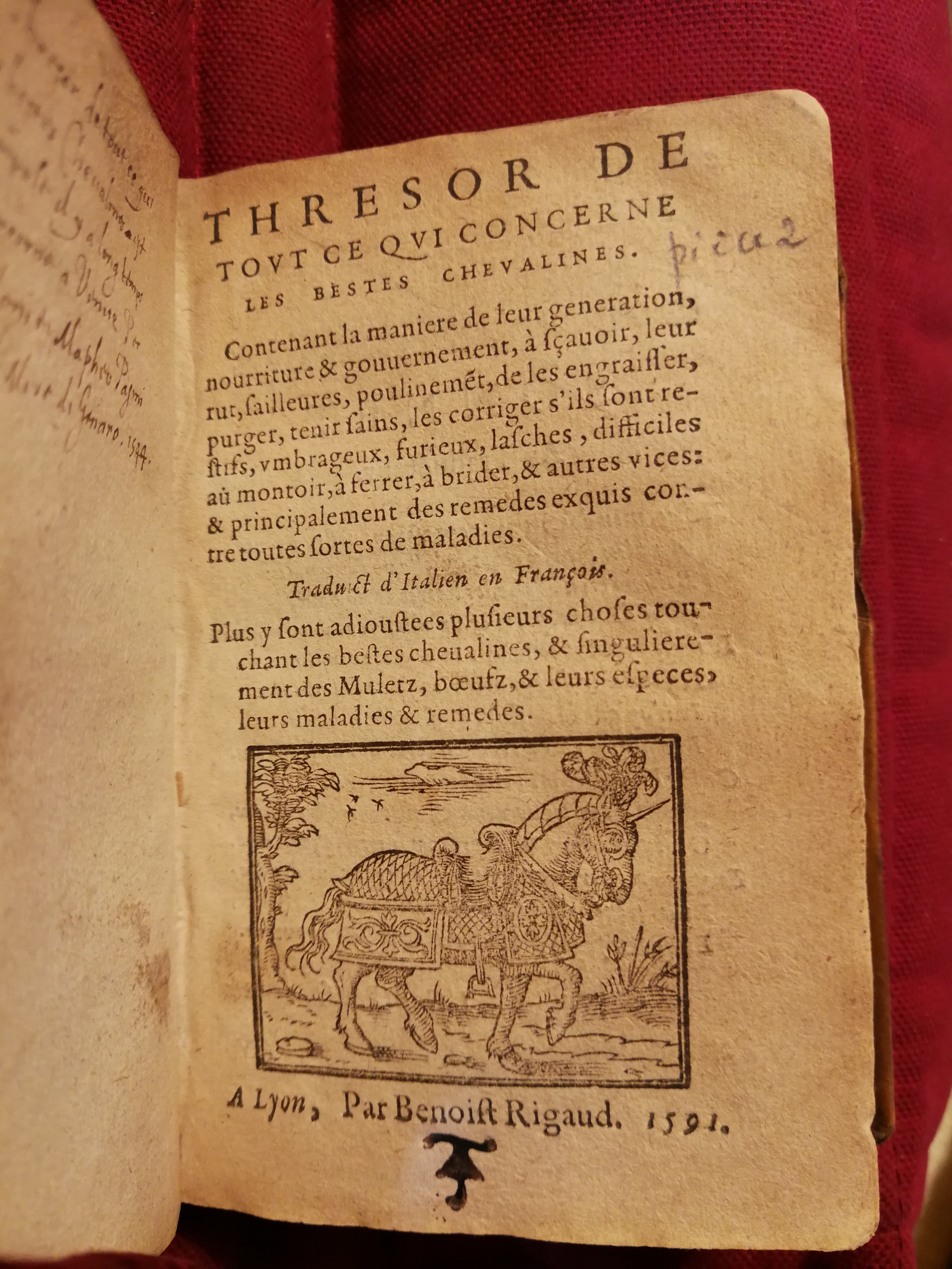 1591 - Pierre Chastaing et Benoît Rigaud - Trésor des bêtes chevalines - Bibliothèque Sainte-Geneviève