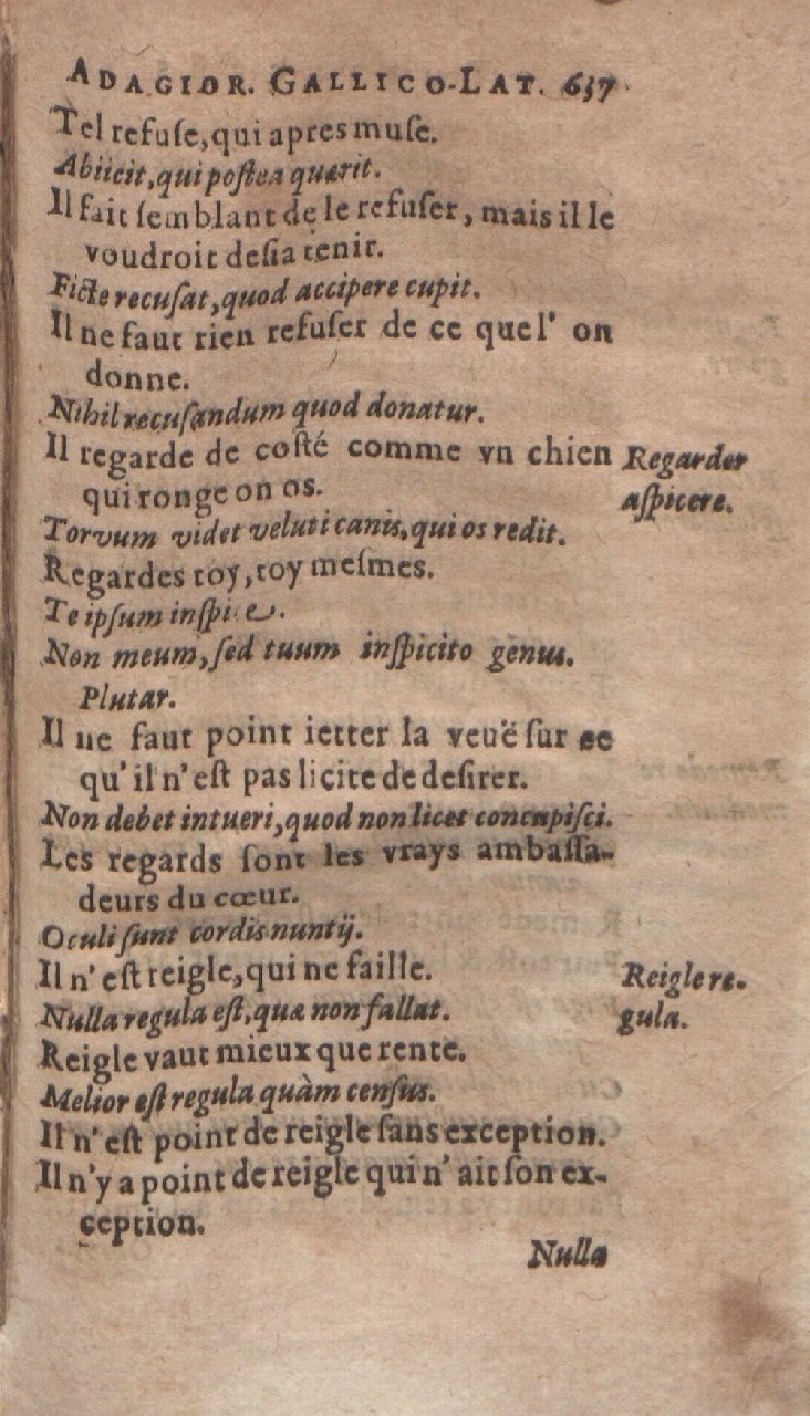 1612 - Dominicus Custos - Trésor des proverbes français  - Bibliopol-Olomuc
