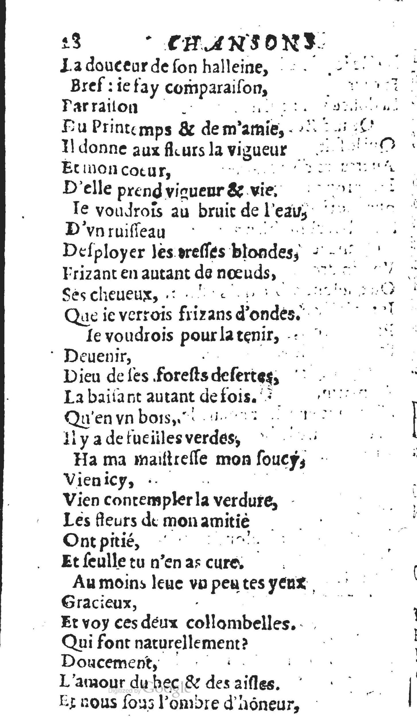 1606 - Théodore Reinsart - Trésor des chansons amoureuses recueillies des plus excellents airs de cour - Livre II - NK ČR Prague