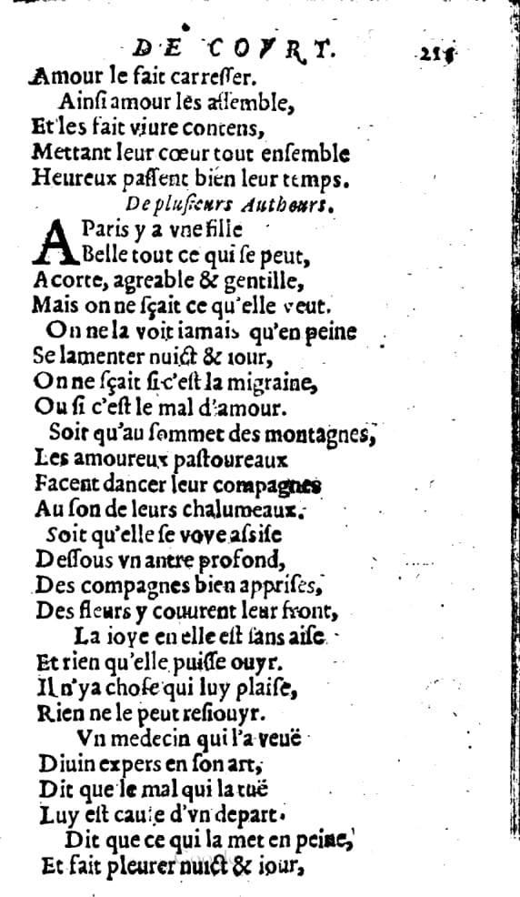 1606 - Théodore Reinsart - Trésor des chansons amoureuses recueillies des plus excellents airs de cour - Livre I - NK ČR Prague