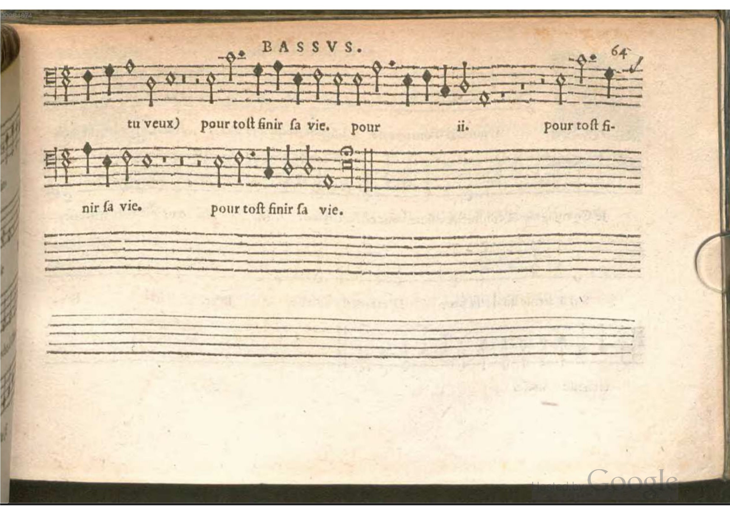 1576 - [Pierre de Saint-André] - Trésor de musique d’Orlande de Lassus Bassus - BSB Munich