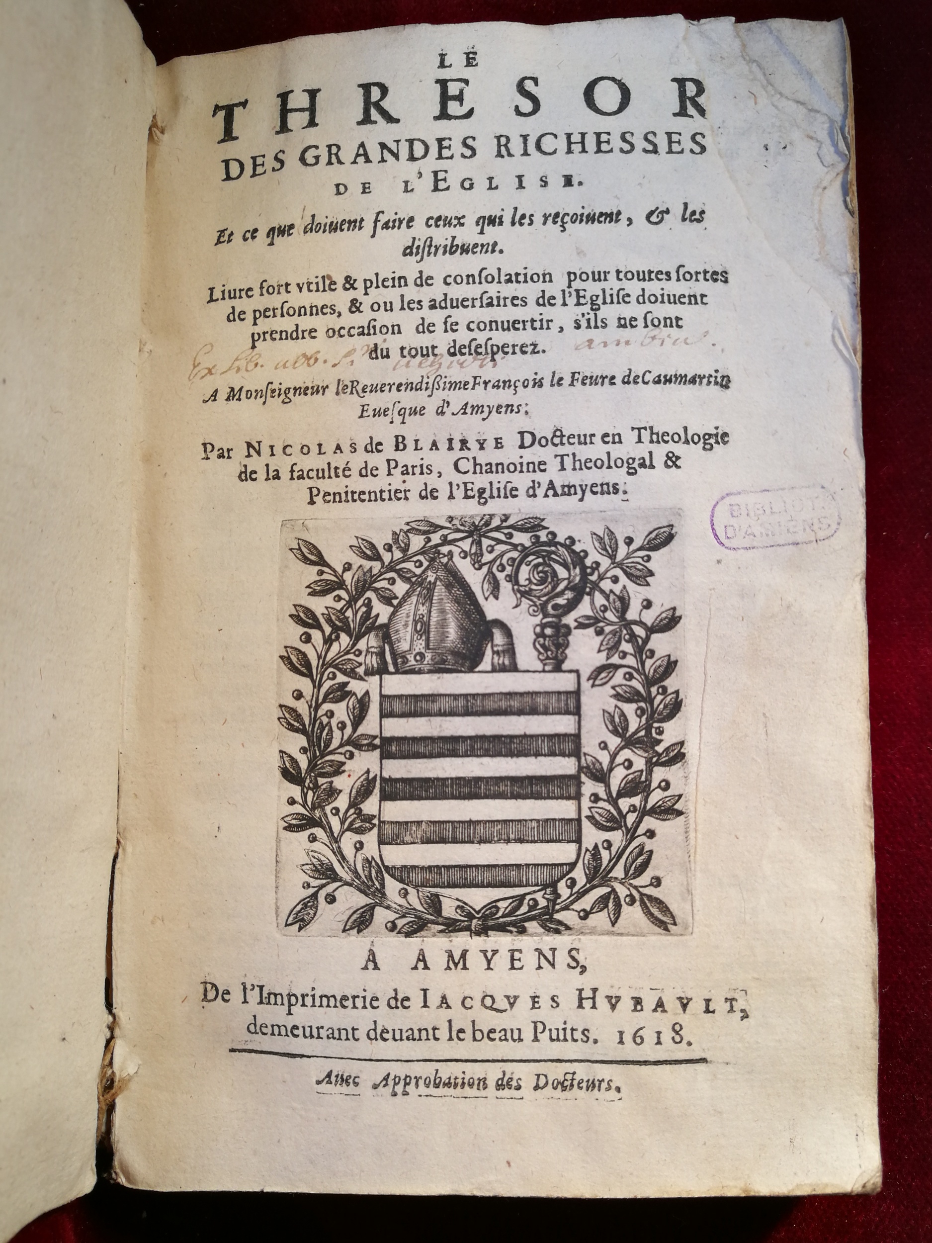 1618 - Jacques Hubault - Trésor des grandes richesses de l’Église - BM Amiens