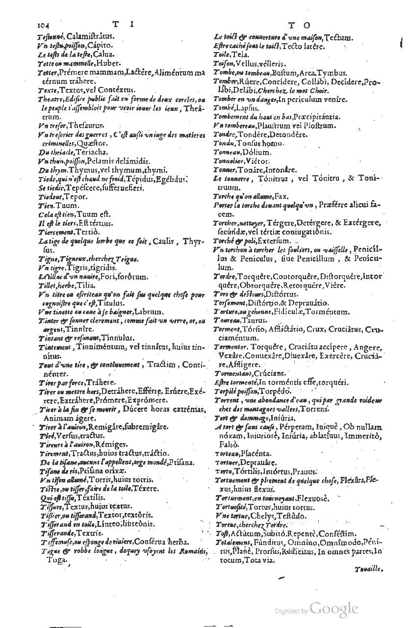 1585 - Simphorianum Beraud et Stephanum Michaëlem - Trésor des mots et traits français - Barcelone