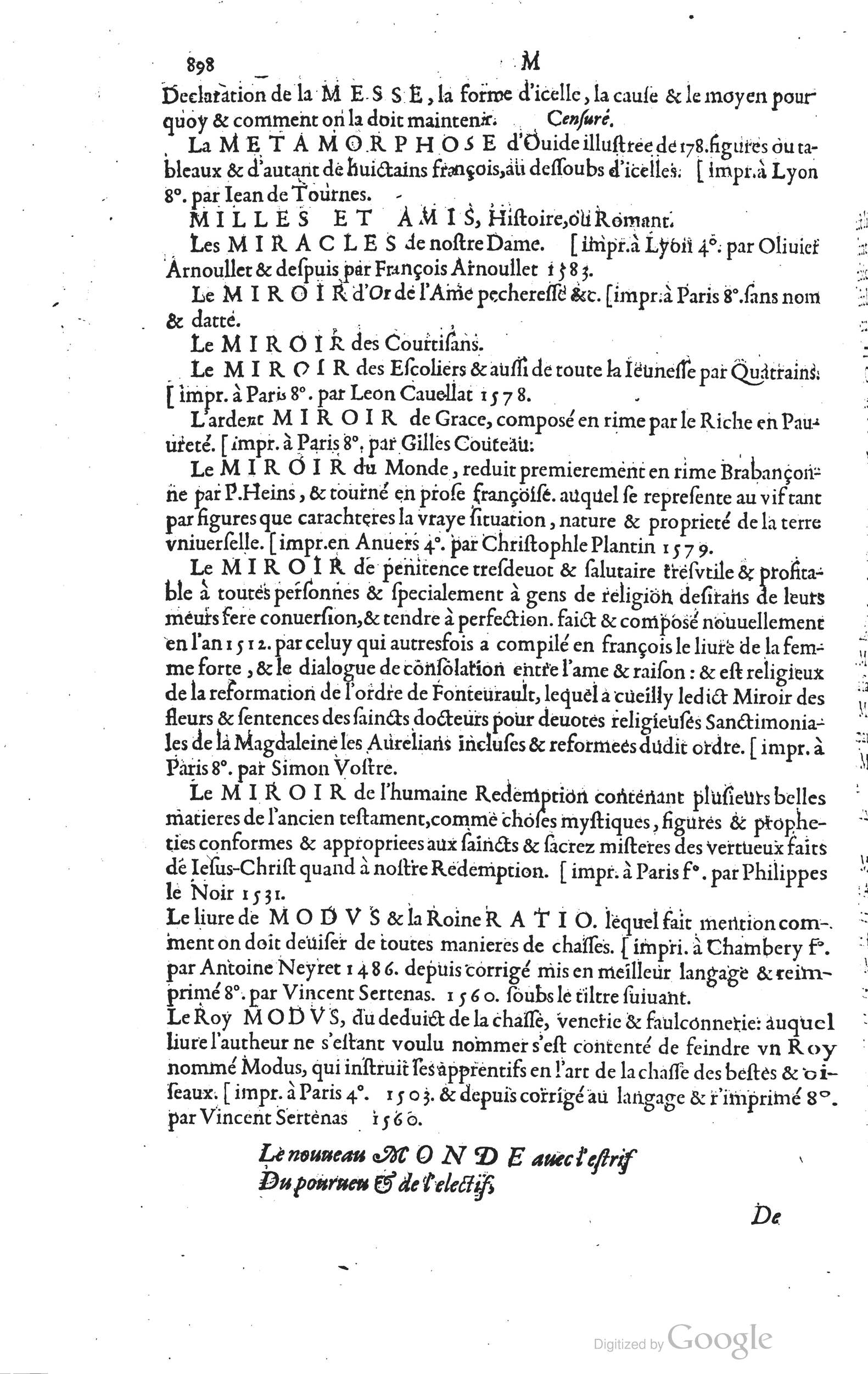 1585 - Barthélemy Honorat - Bibliothèques françaises - BSB Munich