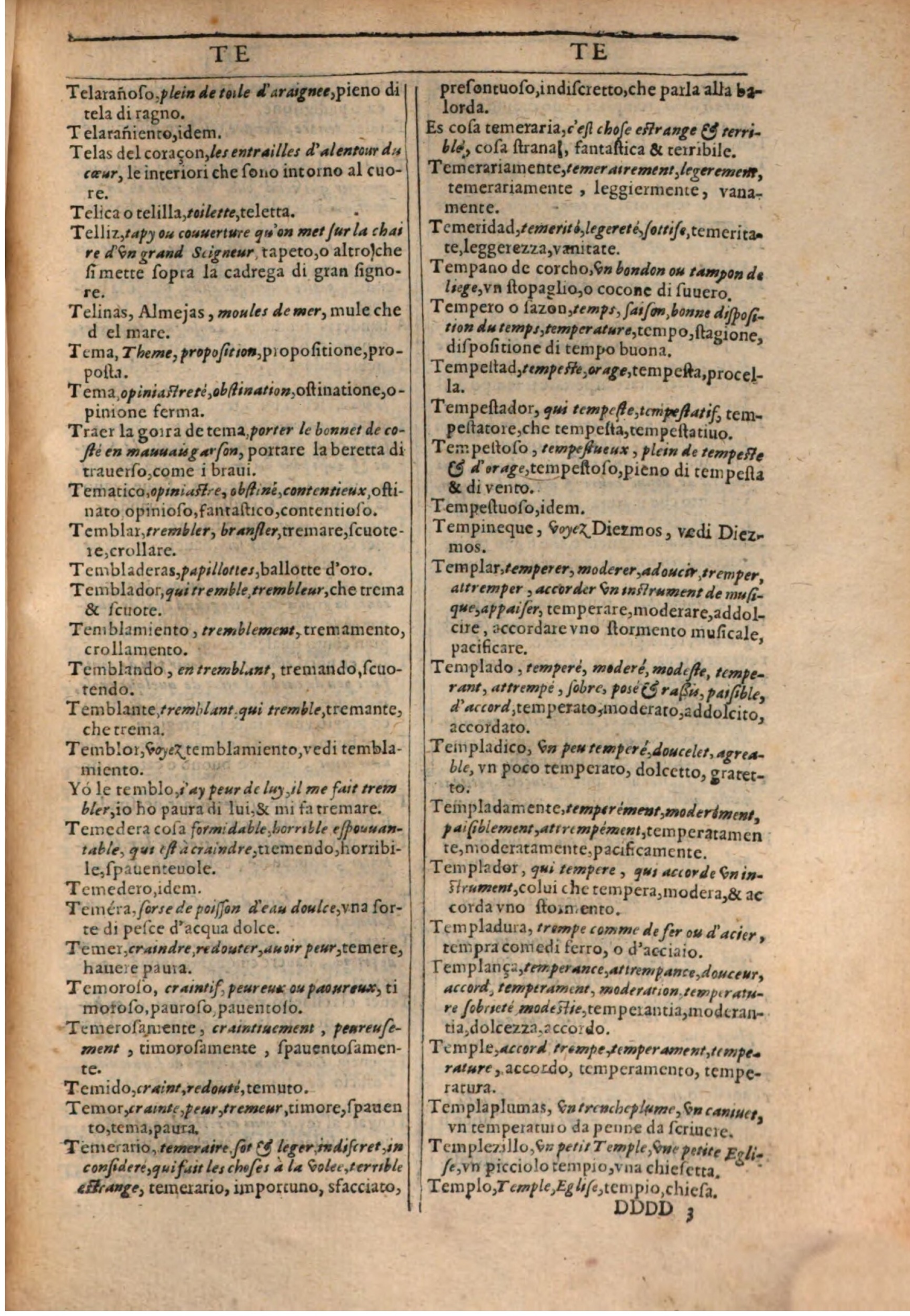 1609 - Philippe Albert et Alexandre Pernet - Trésor des trois langues française, italienne et espagnole (Première partie) - BSB Munich 1609 - Philippe Albert et Alexandre Pernet - Trésor des trois langues française, italienne et espagnole (Première partie) - BSB Munich