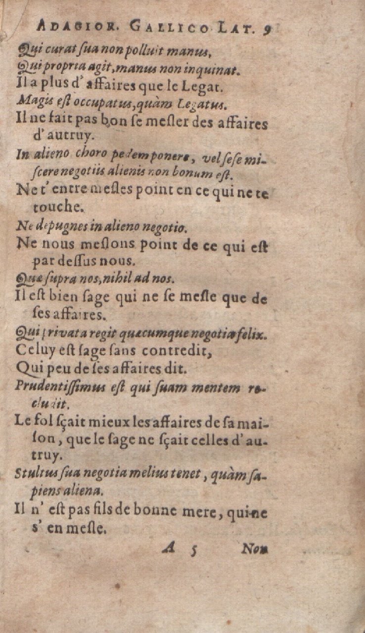 1612 - Dominicus Custos - Trésor des proverbes français  - Bibliopol-Olomuc