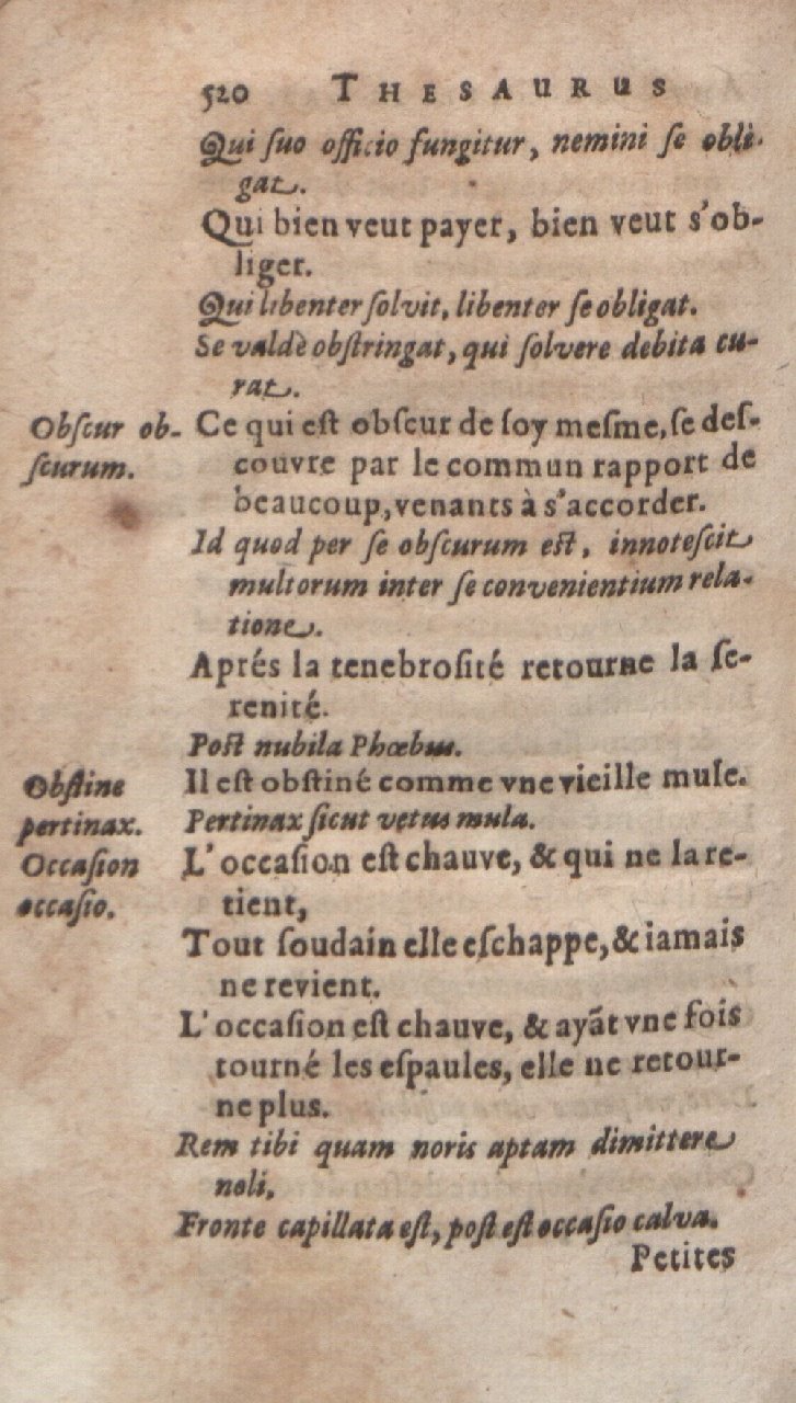 1612 - Dominicus Custos - Trésor des proverbes français  - Bibliopol-Olomuc