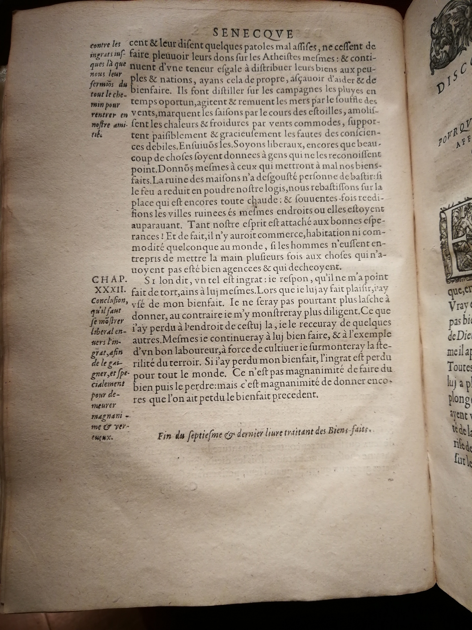 1595 - Jean Houzé - Œuvres morales et mêlées de Sénèque, Trésor de philosophie morale - T. 1 - BnF