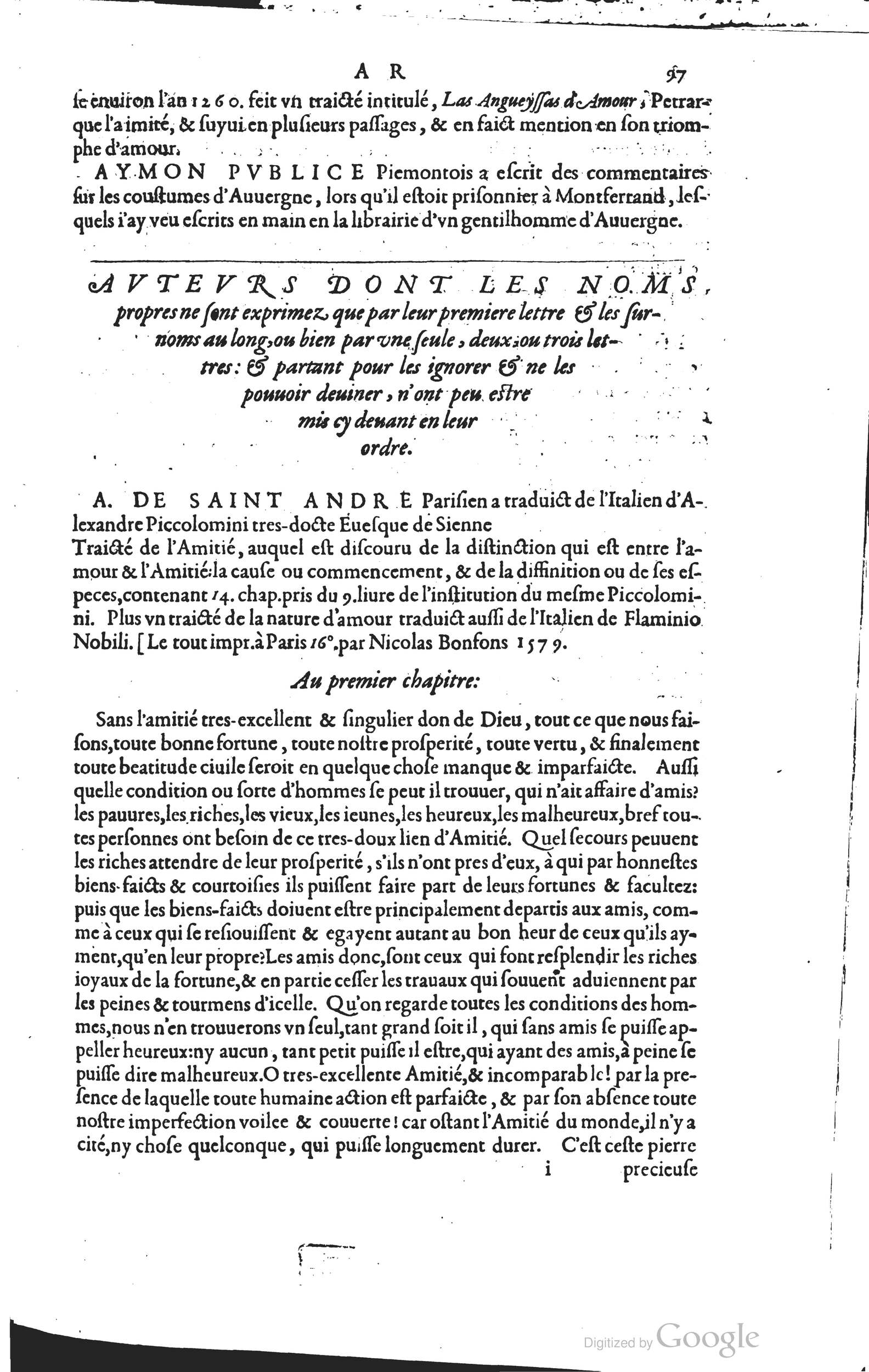 1585 - Barthélemy Honorat - Bibliothèques françaises - BSB Munich