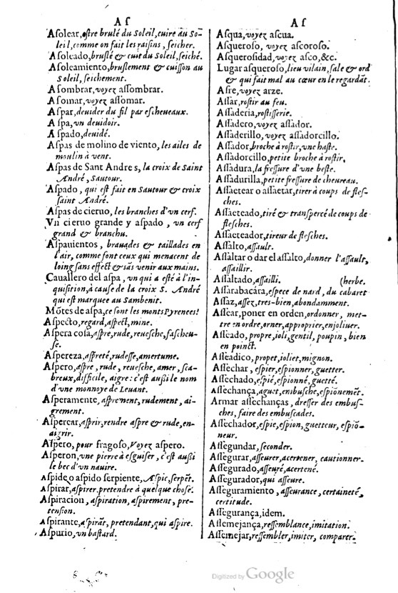 1621 - Adrian Tiffaine - Trésor des deux langues espagnole et française - BM Lyon
