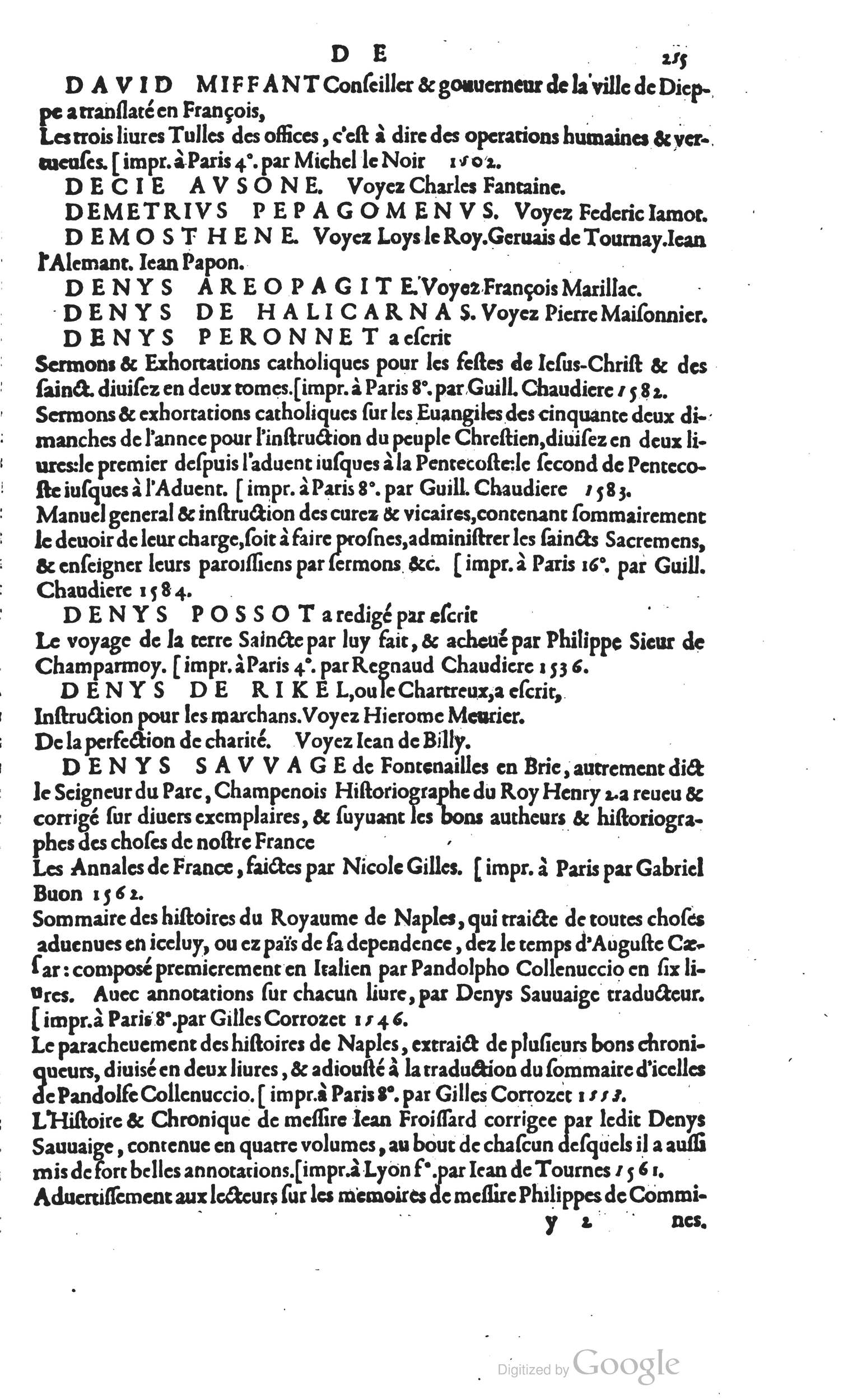 1585 - Barthélemy Honorat - Bibliothèques françaises - BSB Munich