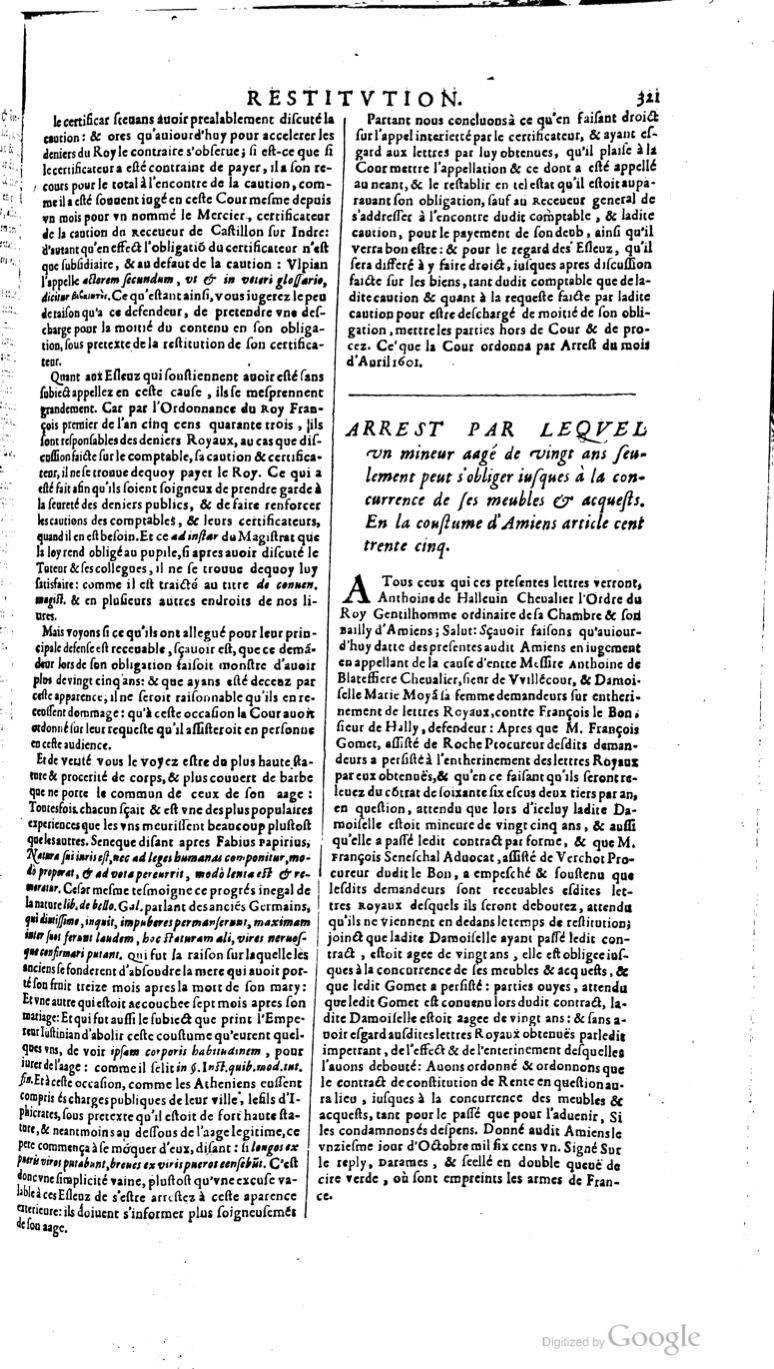 1629 - Veuve Nicolas Buon - Trésor du droit français (21754 T. 3) - BM Lyon