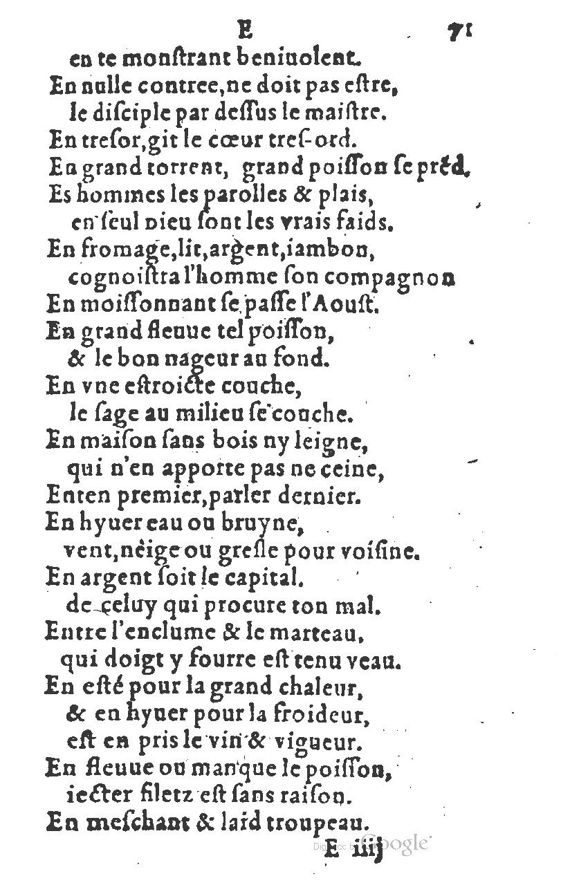 1581 - Nicolas Bonfons  - Trésor des sentences dorées - Princeton