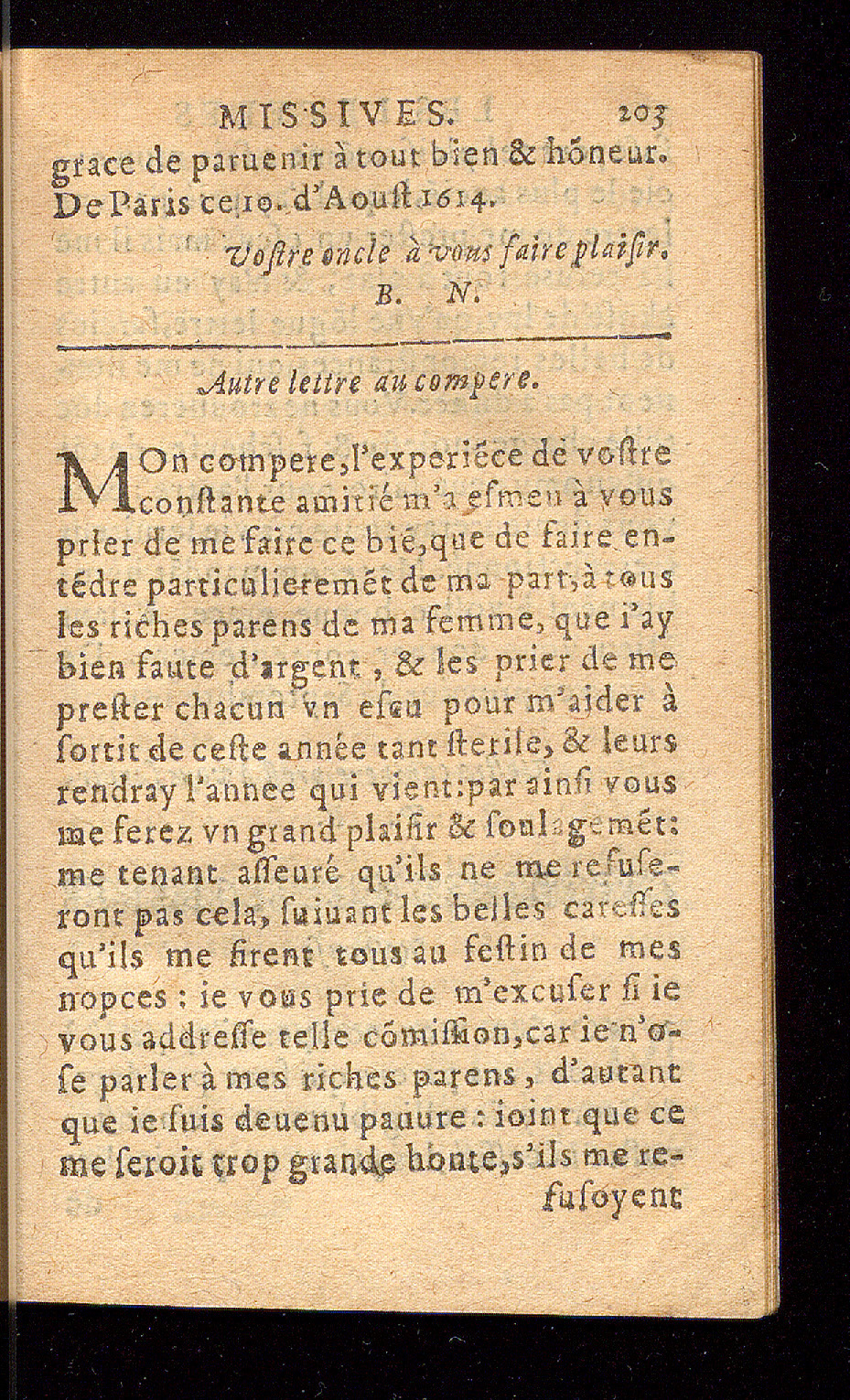 1614 - Barthélemy Vincent - Élite et Trésor des lettres missives - Bâle