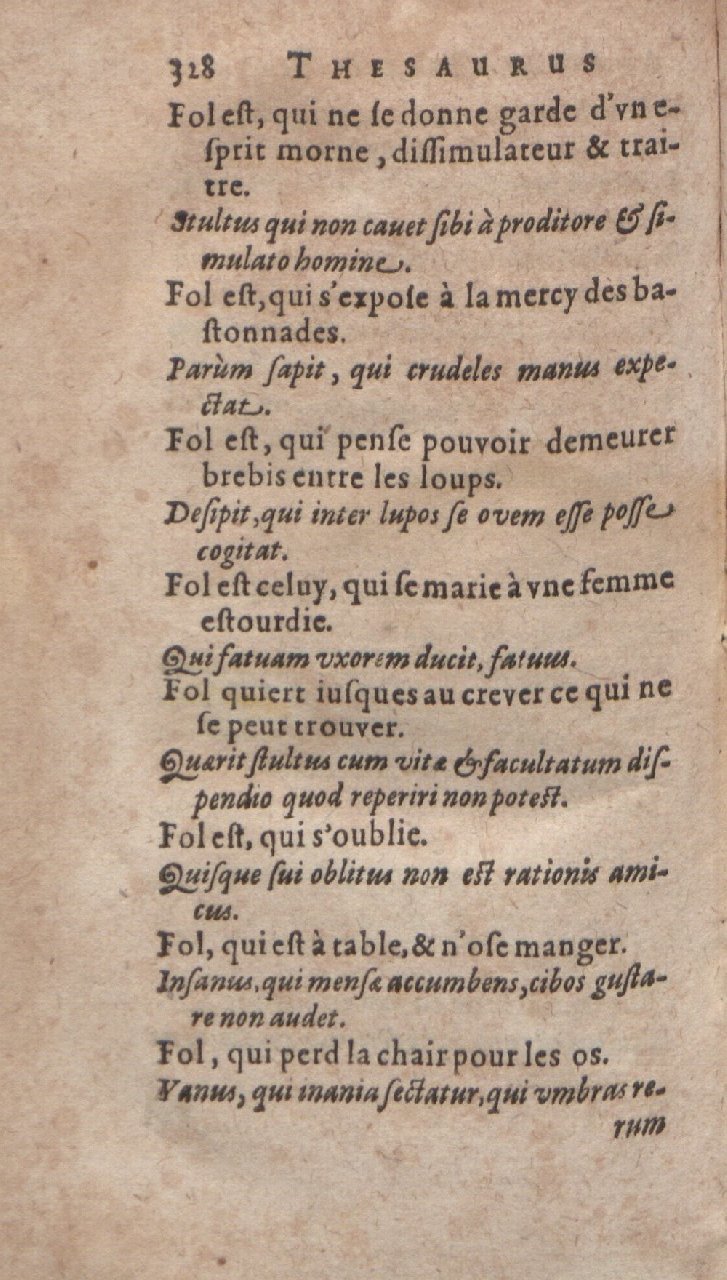 1612 - Dominicus Custos - Trésor des proverbes français  - Bibliopol-Olomuc
