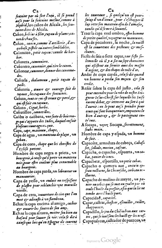 1621 - Adrian Tiffaine - Trésor des deux langues espagnole et française - BM Lyon