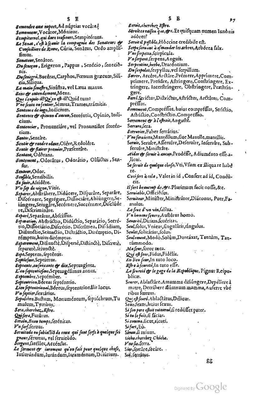 1585 - Simphorianum Beraud et Stephanum Michaëlem - Trésor des mots et traits français - Barcelone