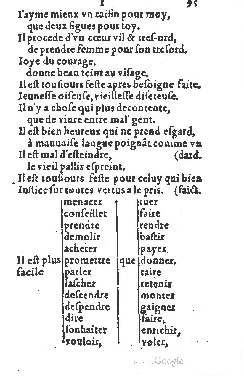 1581 - Nicolas Bonfons  - Trésor des sentences dorées - Princeton