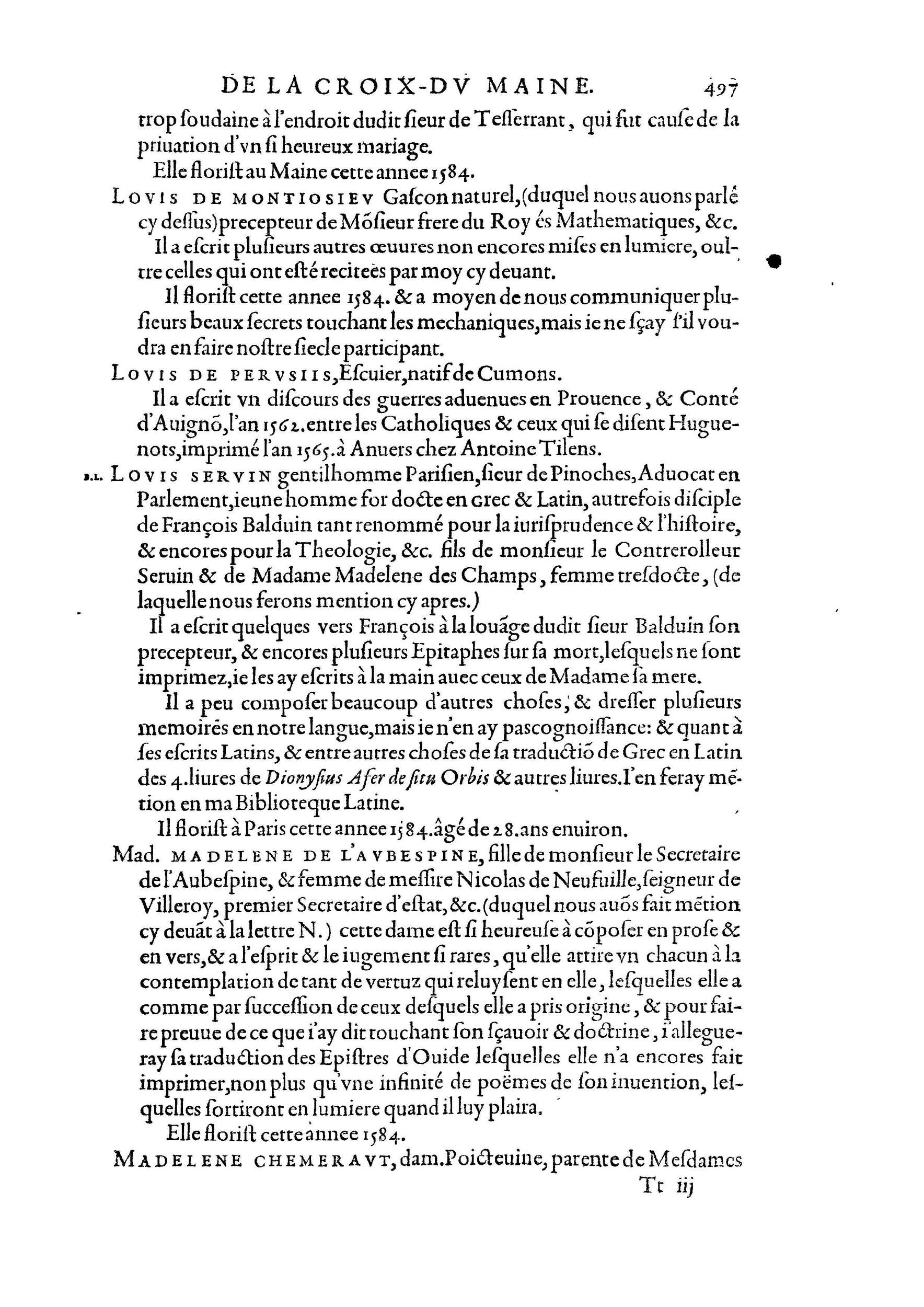 1584 - Abel L&#039;Angelier - Bibliothèques françaises - BnF