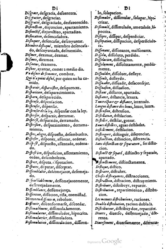 1621 - Adrian Tiffaine - Trésor des deux langues espagnole et française - BM Lyon