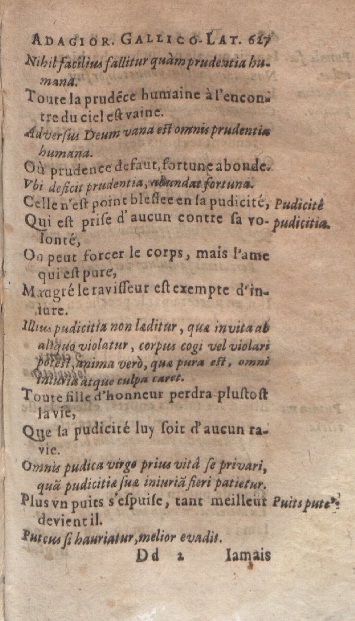 1612 - Dominicus Custos - Trésor des proverbes français  - Bibliopol-Olomuc