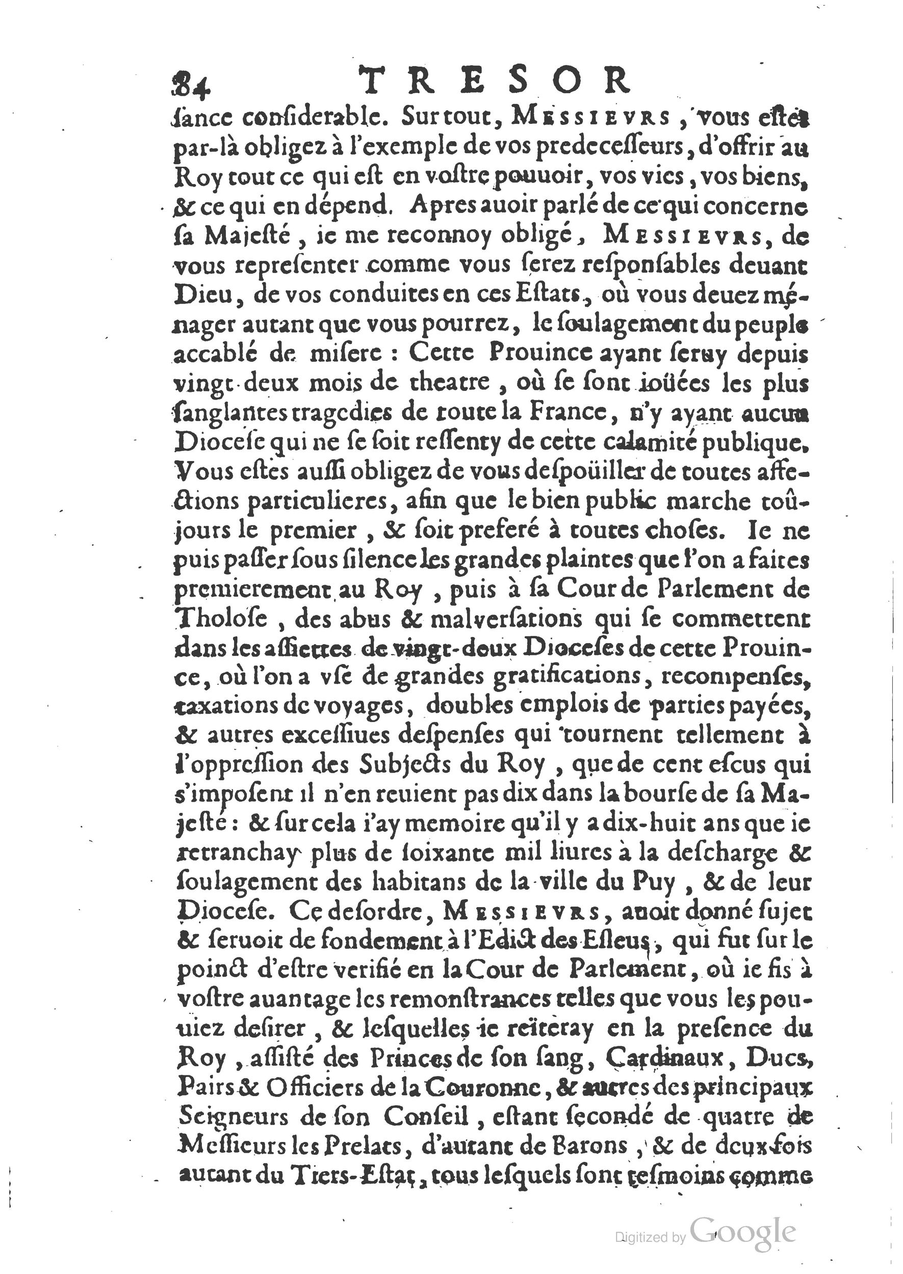 1654 - Michel Bobin - Trésor des harangues, remontrances et oraisons funèbres - BM Lyon