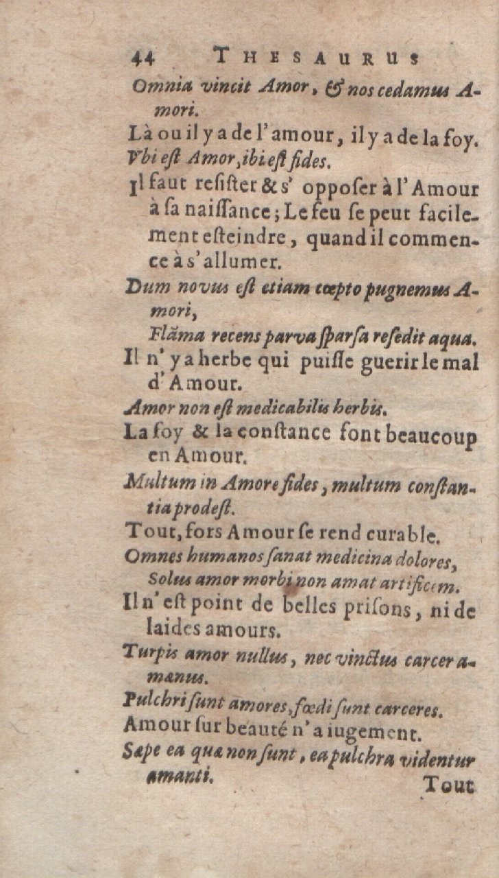 1612 - Dominicus Custos - Trésor des proverbes français  - Bibliopol-Olomuc