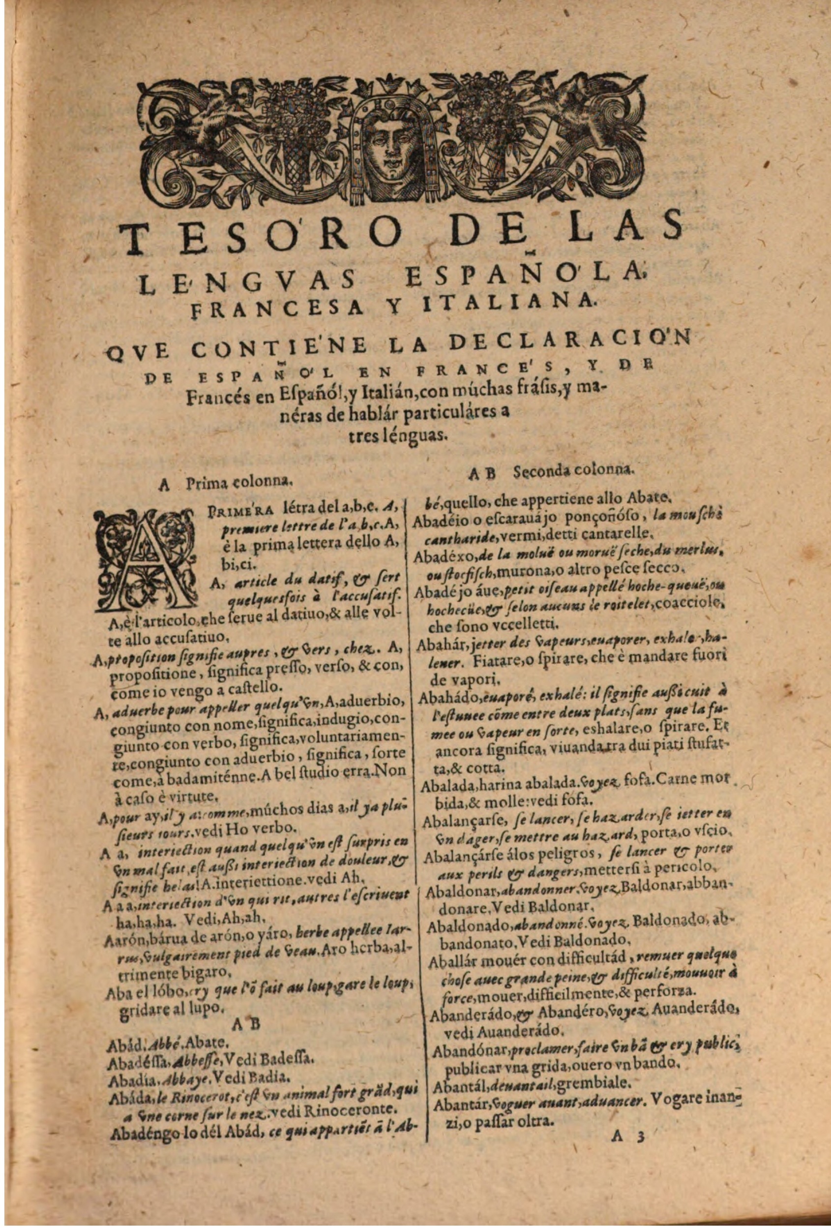 1606 - Samuel Crespin - Thresor des trois langues, francoise, italiene et espagnolle - BSB Munich