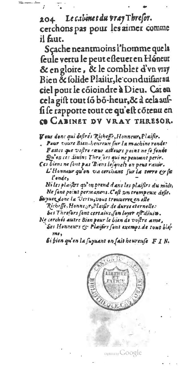 1615 - François Le Fèvre - Cabinet du vrai trésor - BCU Lausanne
