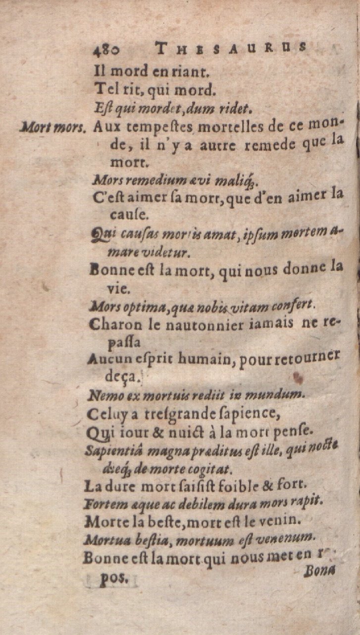 1612 - Dominicus Custos - Trésor des proverbes français  - Bibliopol-Olomuc