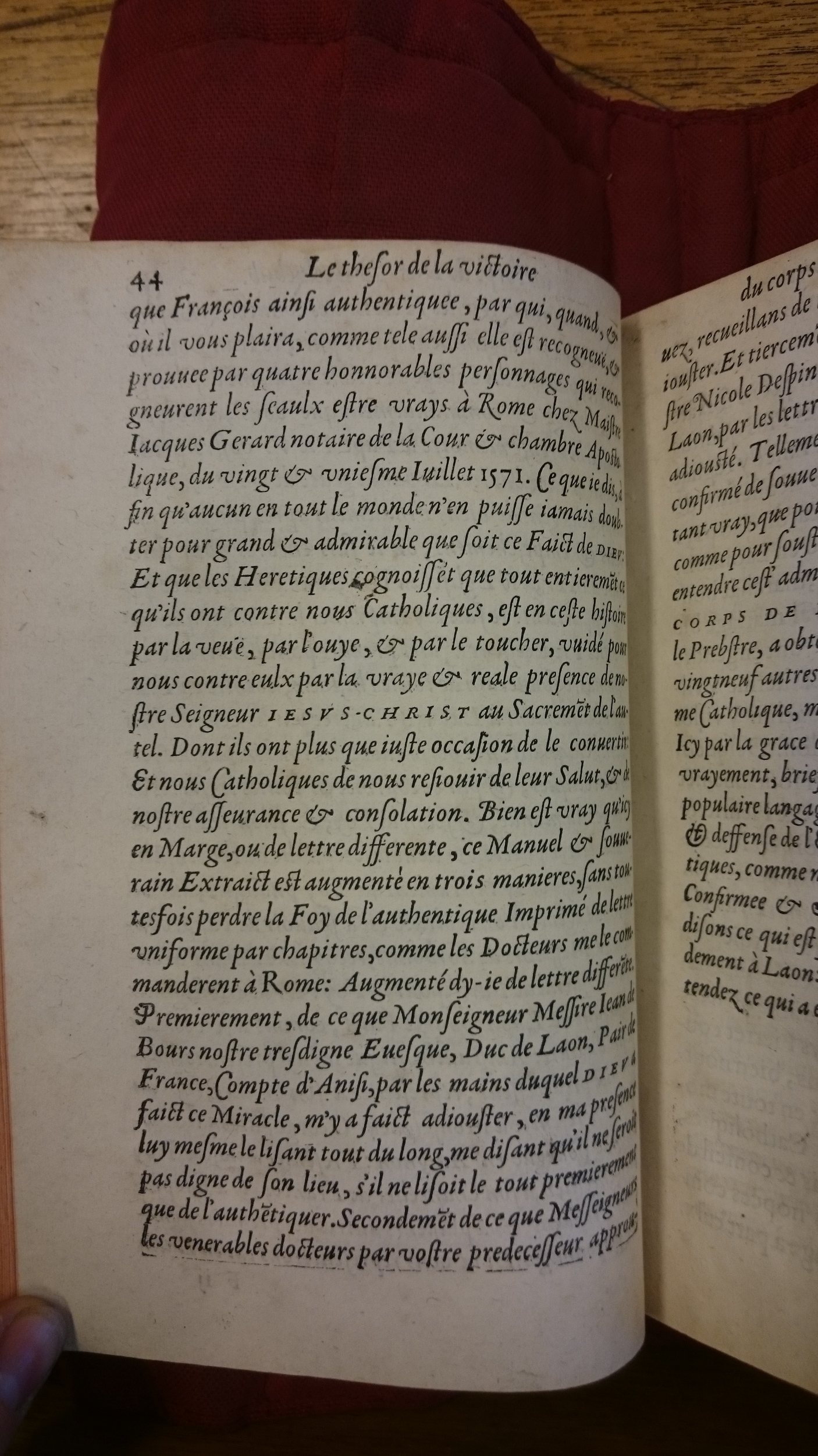1578 - Nicolas Chesneau - Trésor et entière histoire de la triomphante victoire du corps de Dieu sur l’esprit malin - BM Lyon