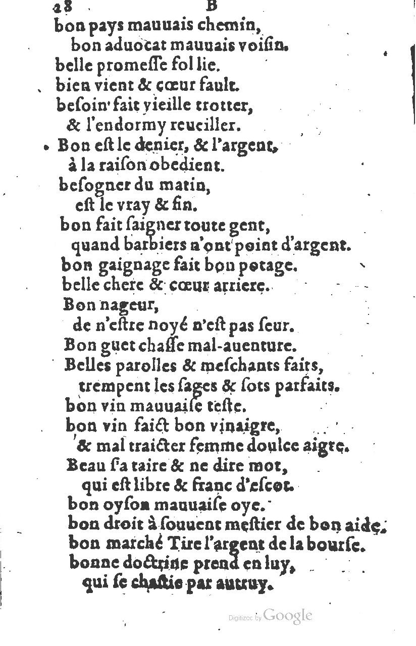 1581 - Nicolas Bonfons  - Trésor des sentences dorées - Princeton