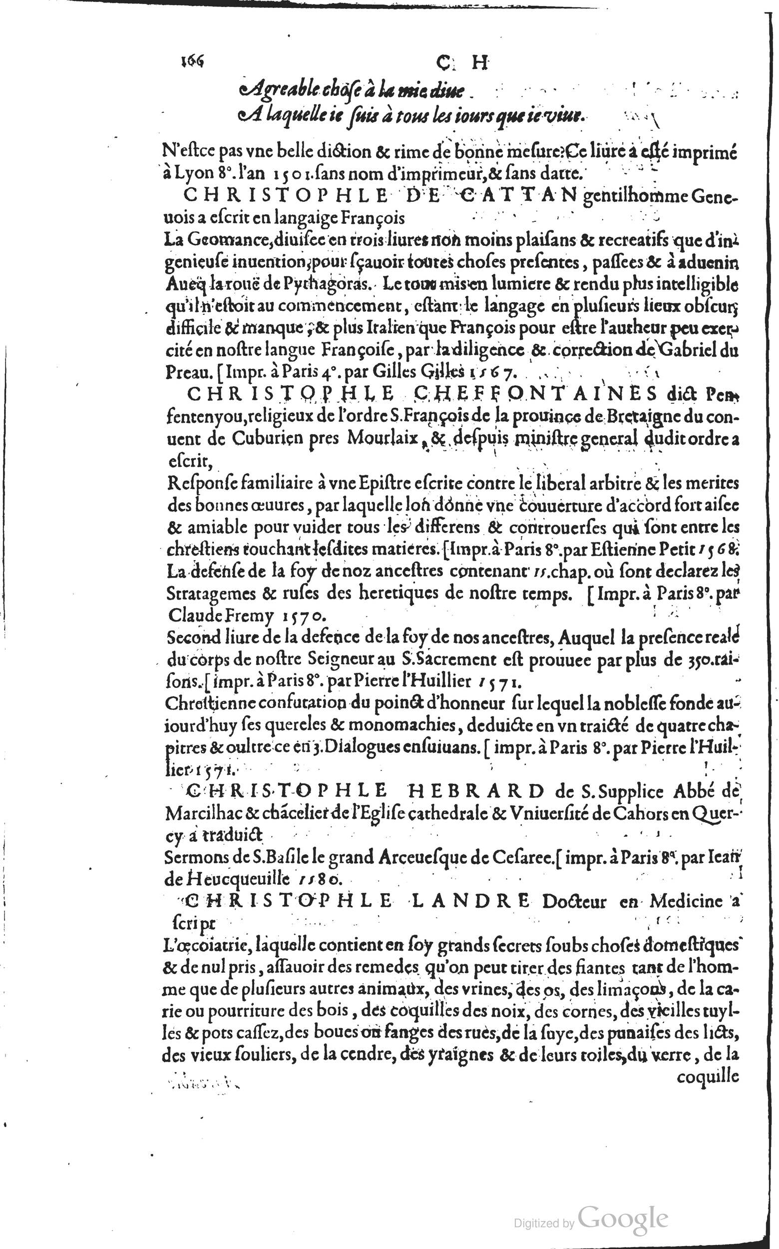 1585 - Barthélemy Honorat - Bibliothèques françaises - BSB Munich