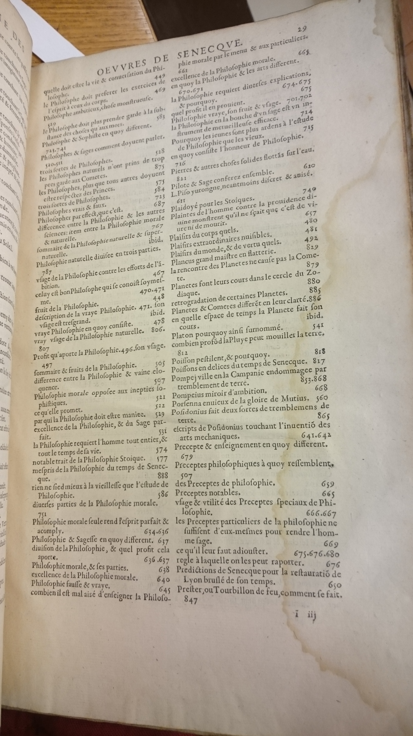 1598 - Jean Houzé - Œuvres morales et mêlées de Sénèque, Trésor de philosophie morale - BM Lyon
