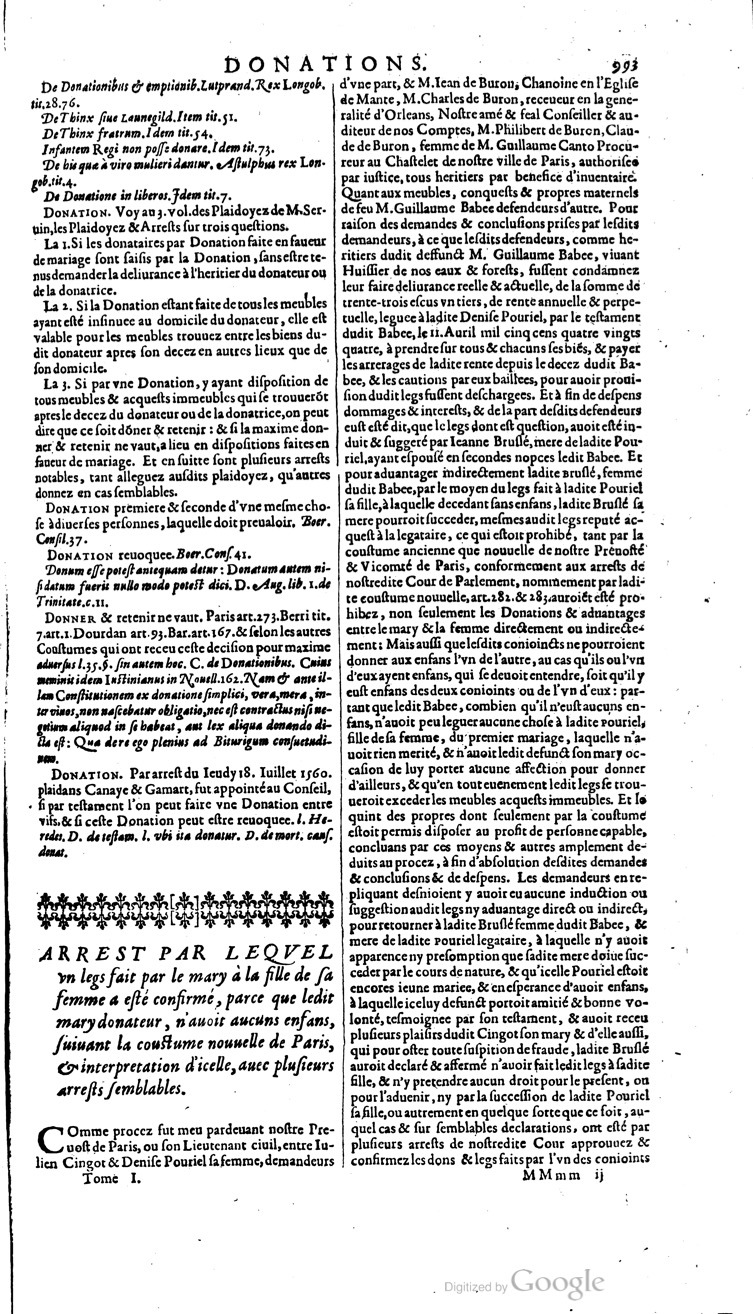 1629 - Veuve Nicolas Buon - Trésor du droit français (21754 T. 1) - BM Lyon