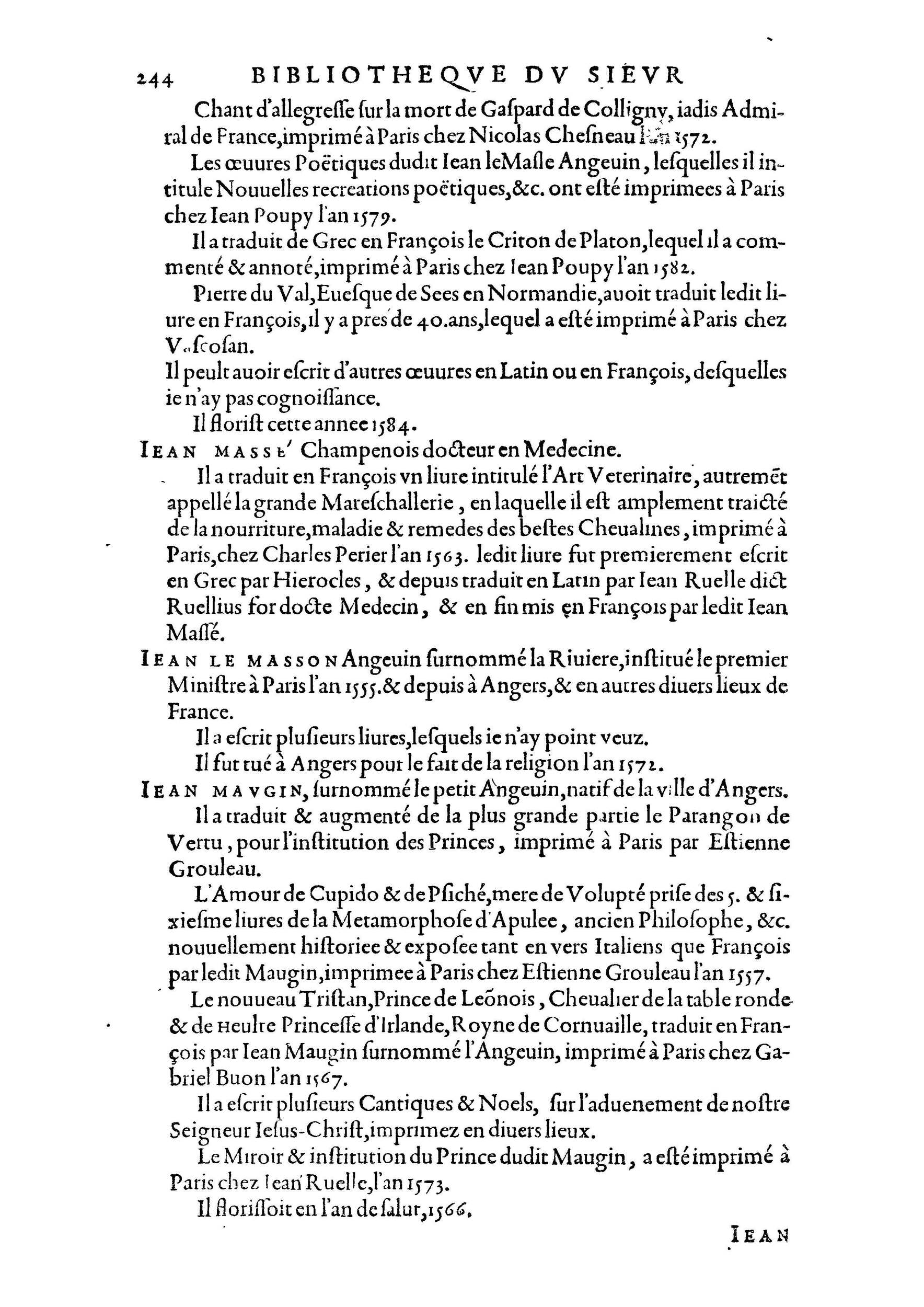 1584 - Abel L&#039;Angelier - Bibliothèques françaises - BnF