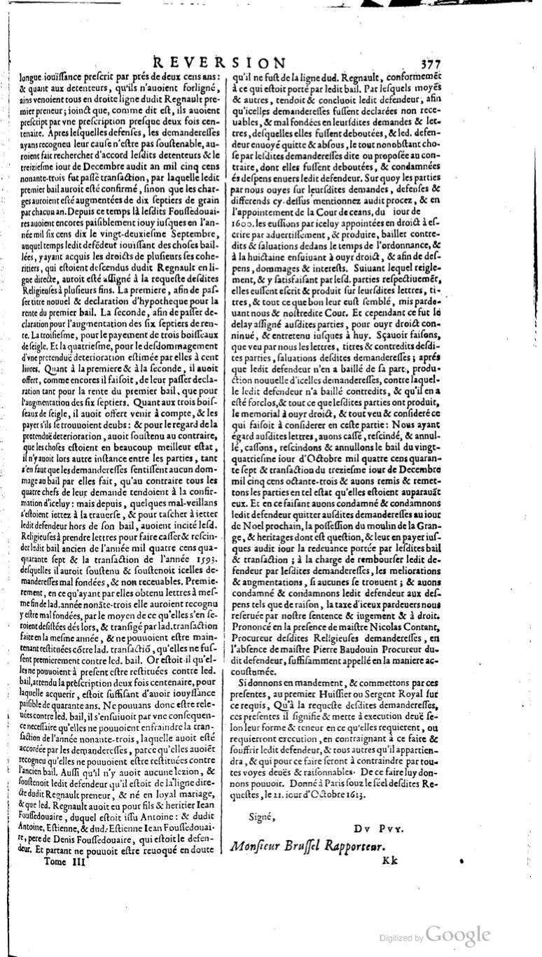 1629 - Veuve Nicolas Buon - Trésor du droit français (21754 T. 3) - BM Lyon