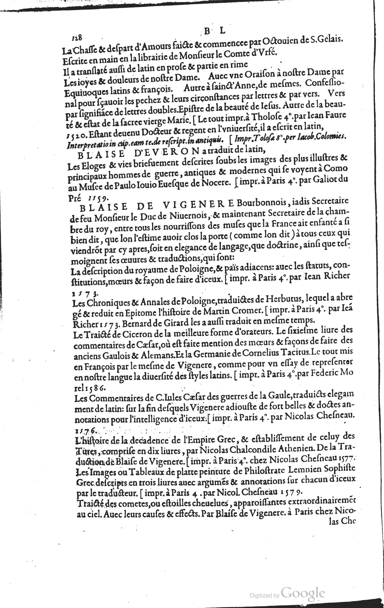 1585 - Barthélemy Honorat - Bibliothèques françaises - BSB Munich