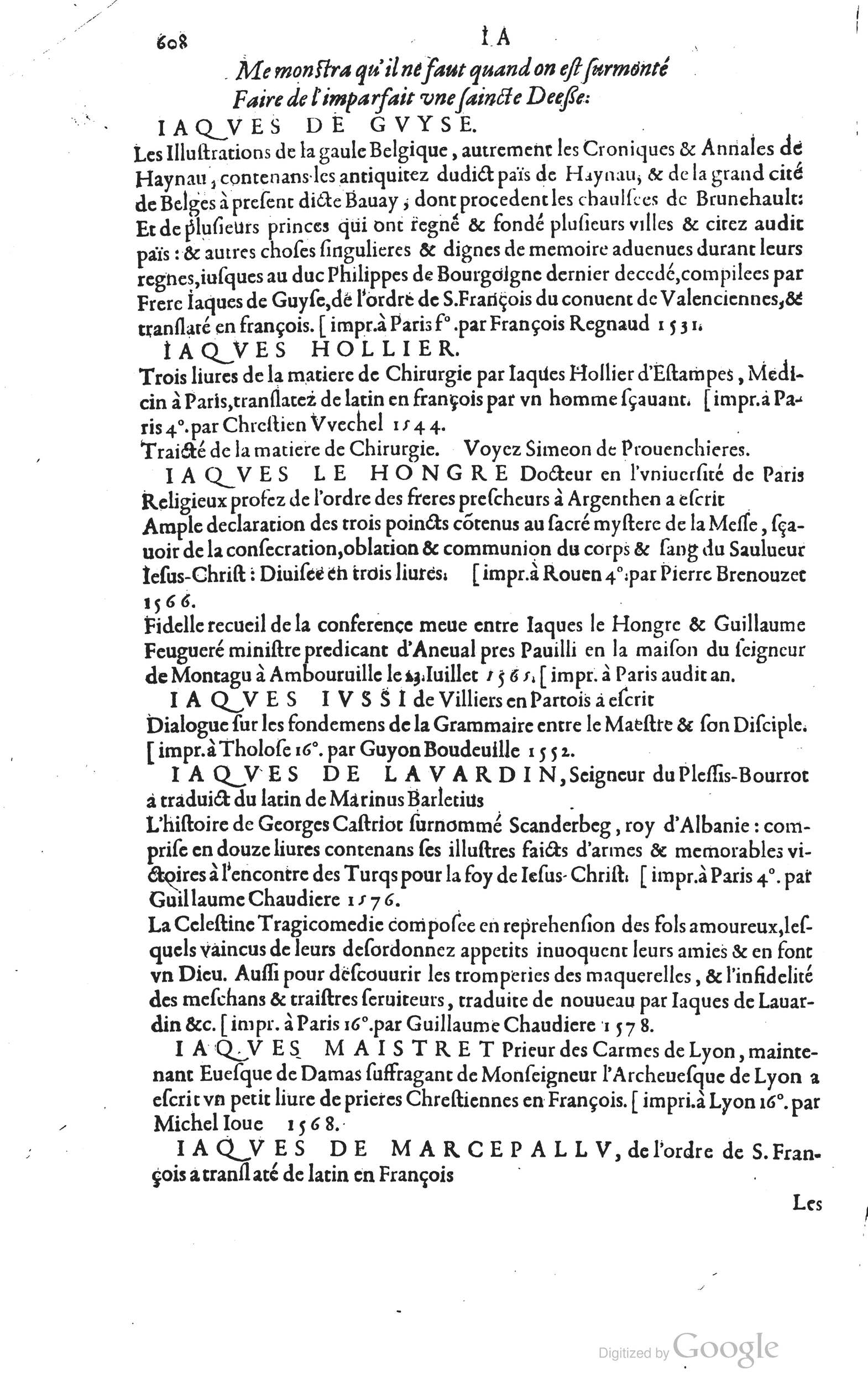 1585 - Barthélemy Honorat - Bibliothèques françaises - BSB Munich