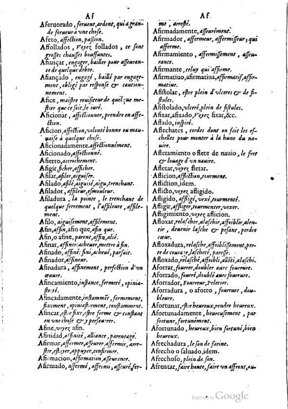 1621 - Adrian Tiffaine - Trésor des deux langues espagnole et française - BM Lyon