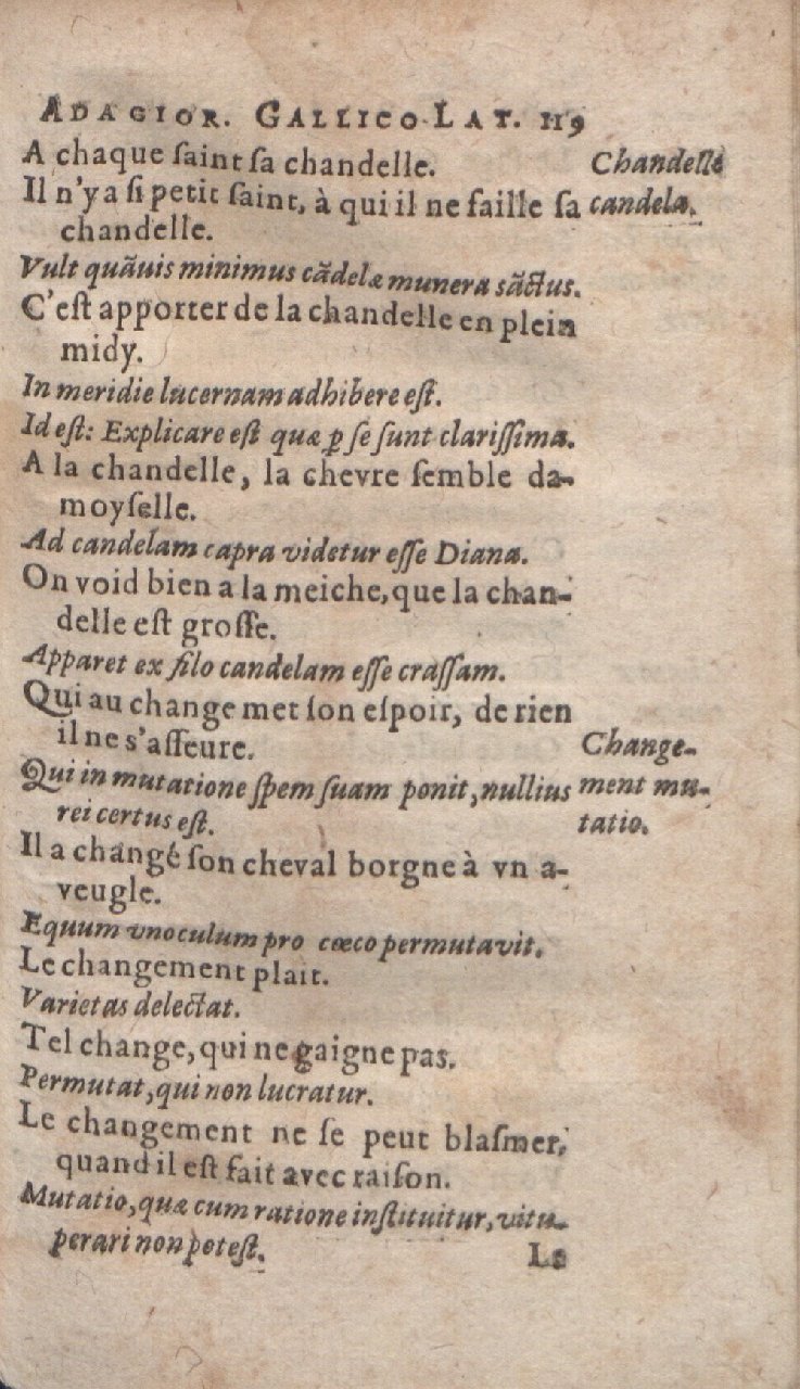1612 - Dominicus Custos - Trésor des proverbes français  - Bibliopol-Olomuc