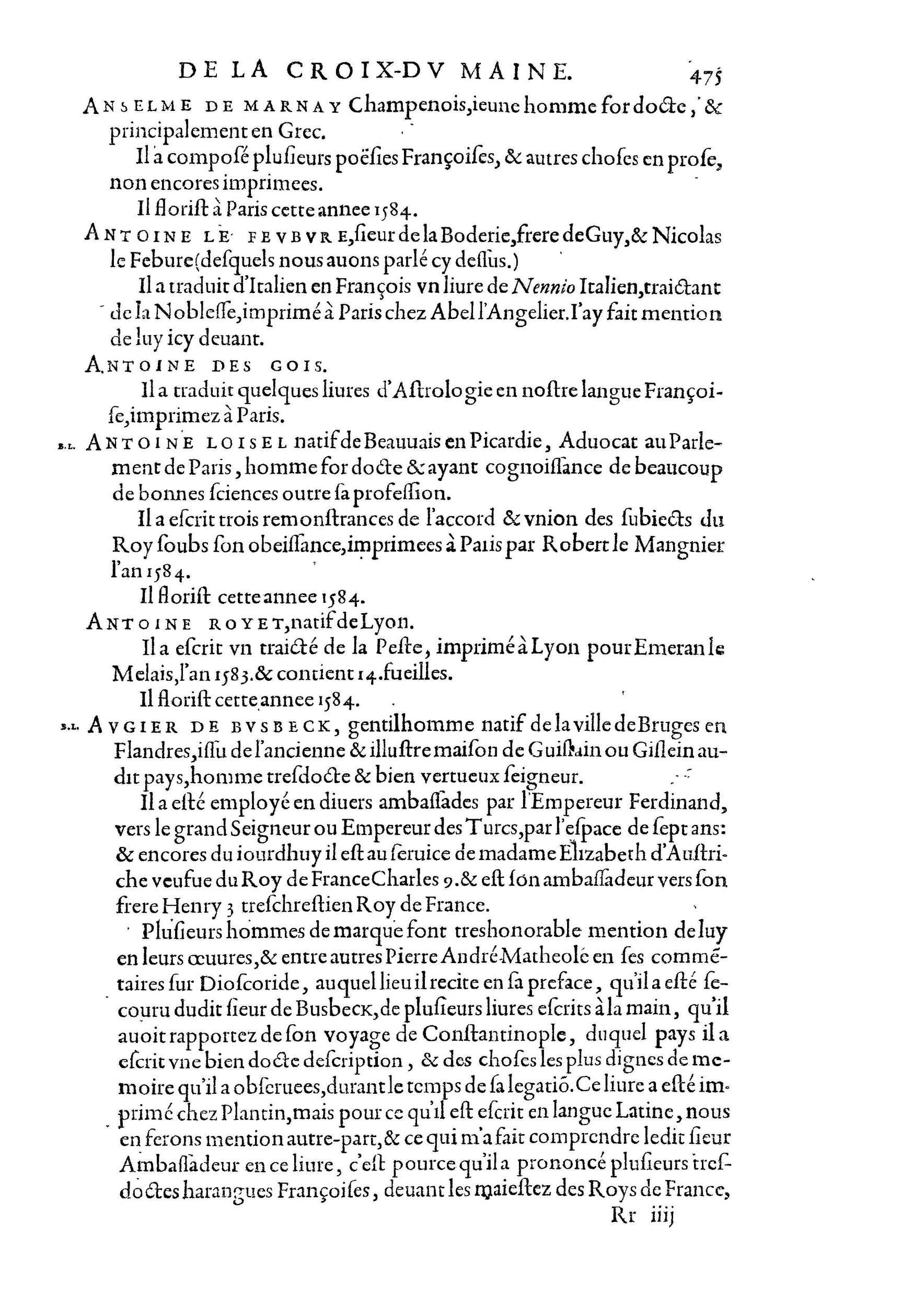 1584 - Abel L&#039;Angelier - Bibliothèques françaises - BnF