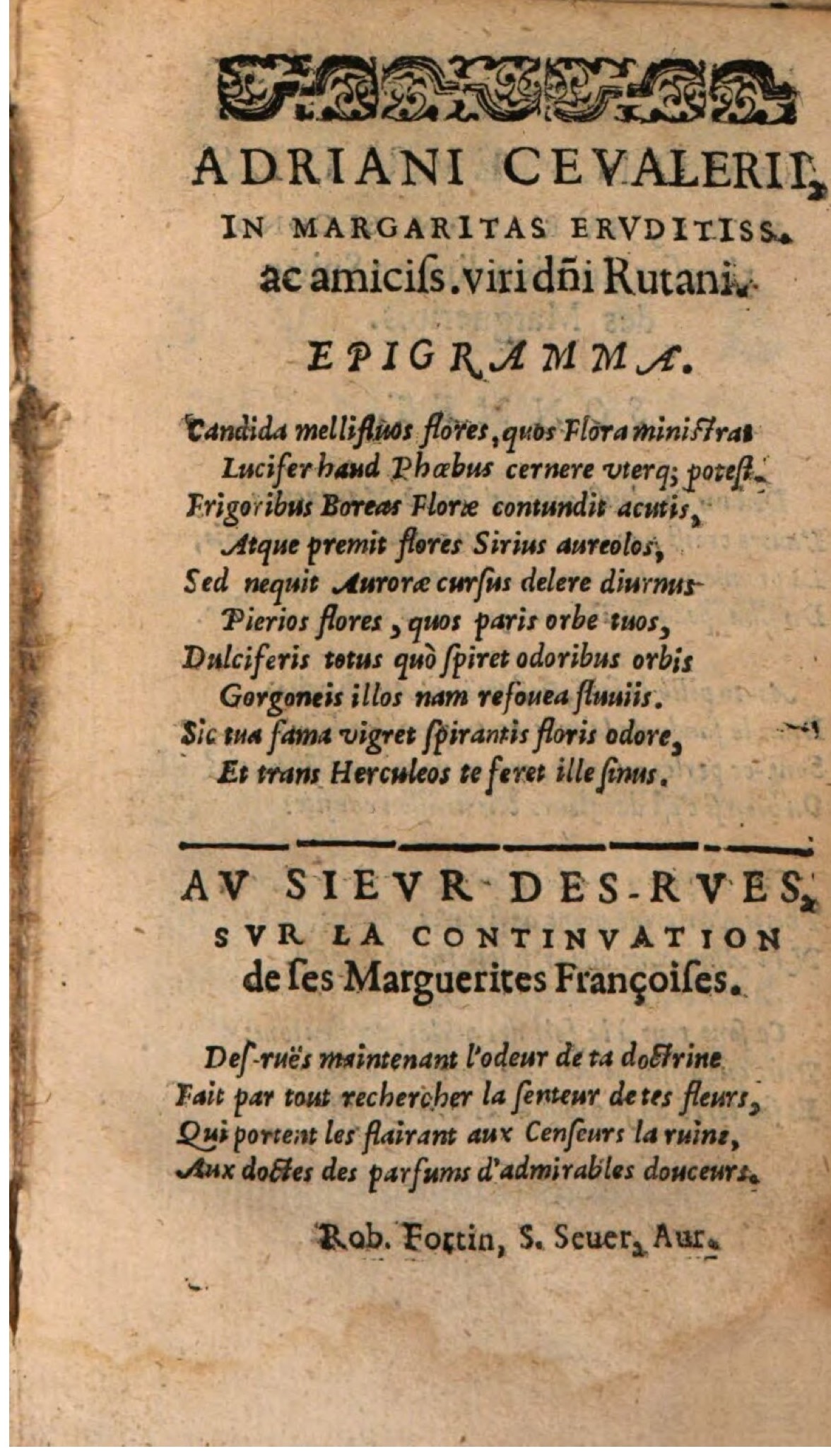 1611 - Théodore Reinsart - La Suitte des marguerites françoises, ou second thresor du bien dire - BSB Munich