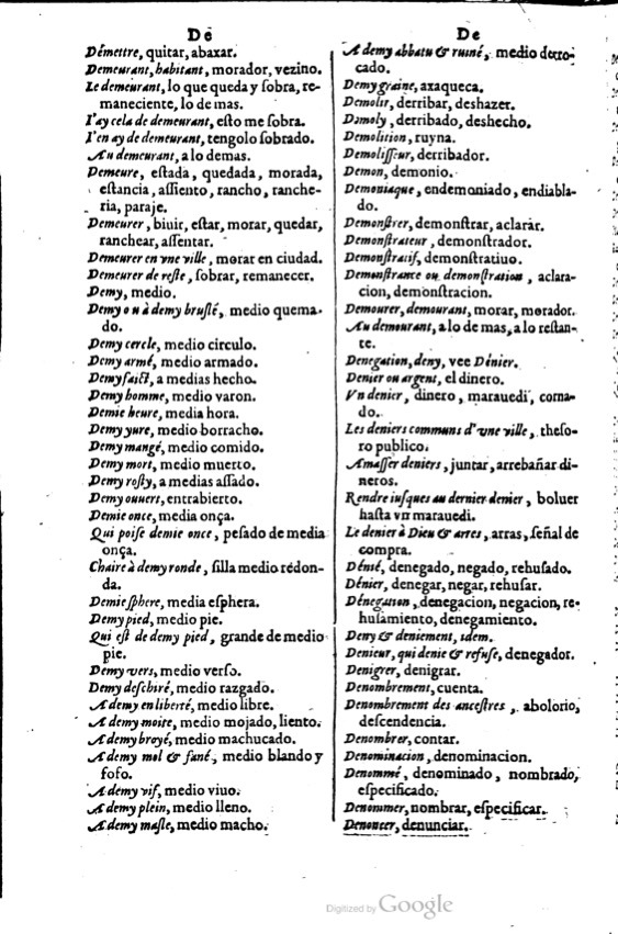 1621 - Adrian Tiffaine - Trésor des deux langues espagnole et française - BM Lyon