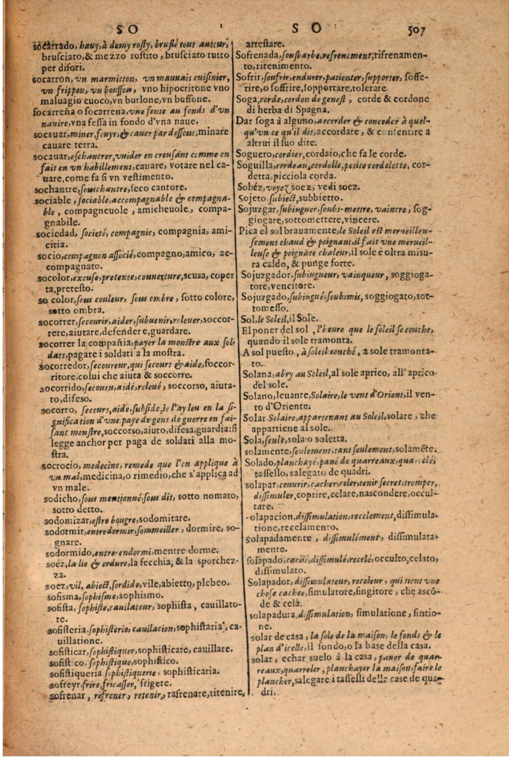 1606 - Samuel Crespin - Thresor des trois langues, francoise, italiene et espagnolle - BSB Munich