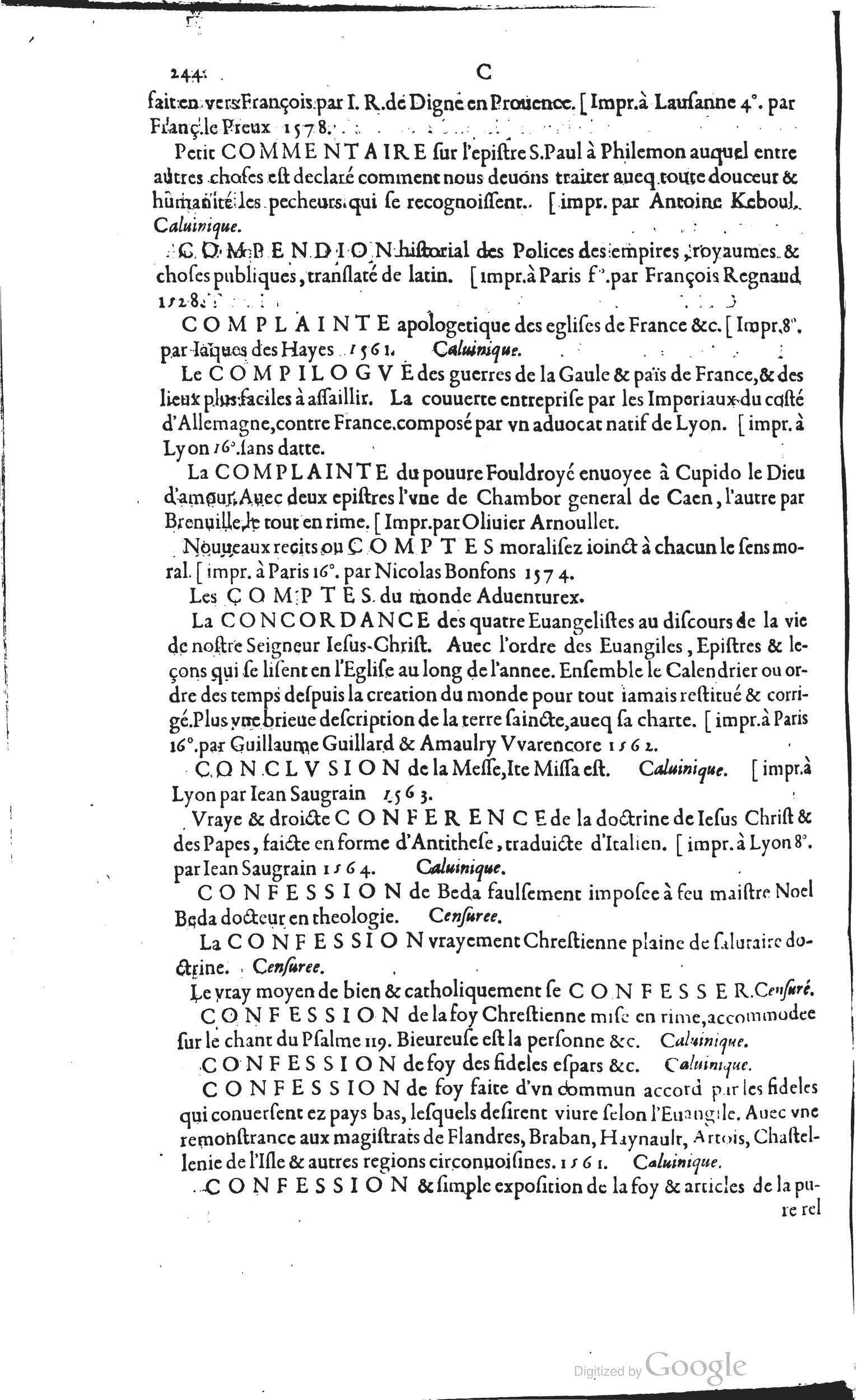 1585 - Barthélemy Honorat - Bibliothèques françaises - BSB Munich