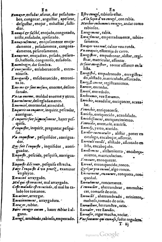 1621 - Adrian Tiffaine - Trésor des deux langues espagnole et française - BM Lyon