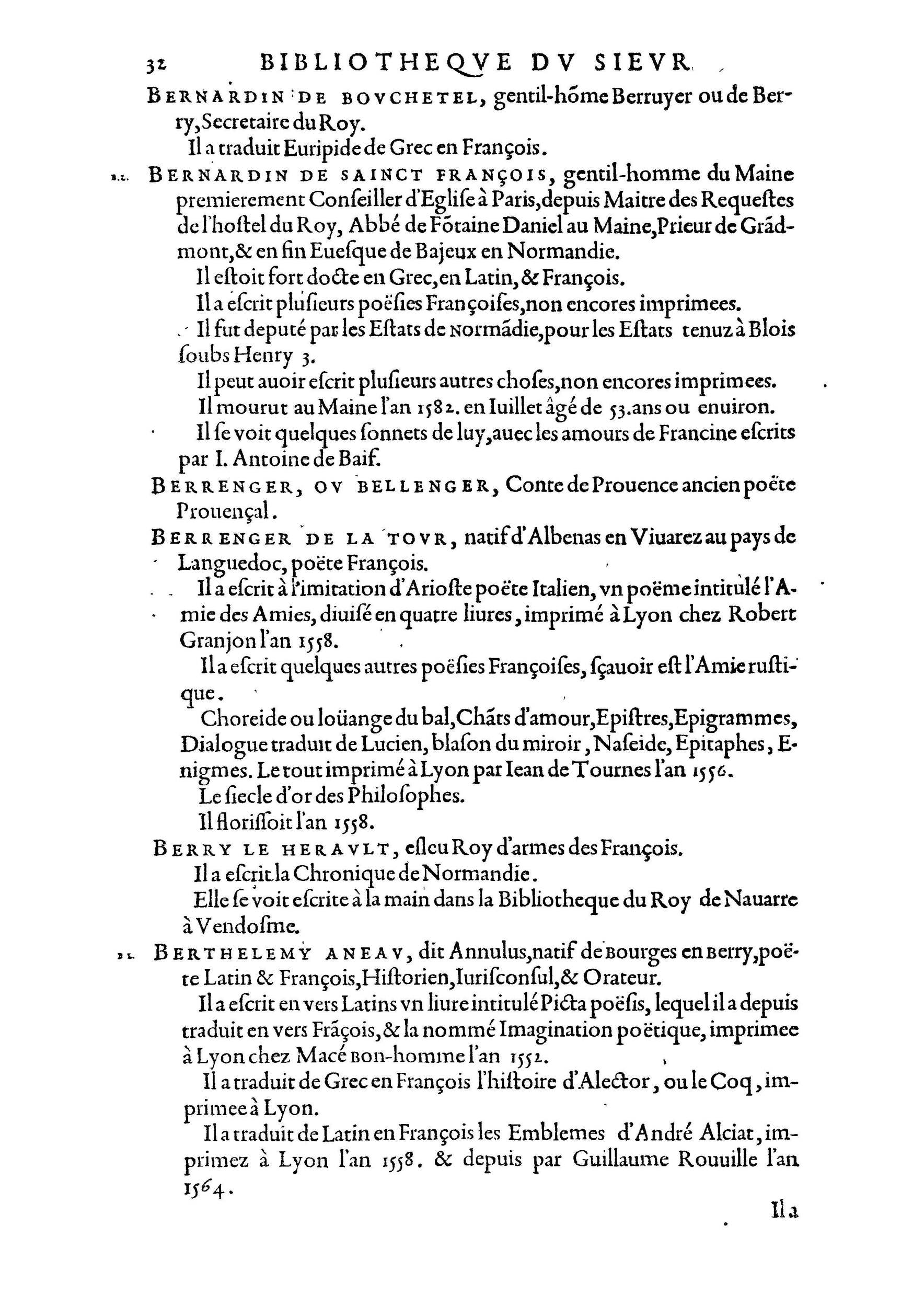 1584 - Abel L&#039;Angelier - Bibliothèques françaises - BnF