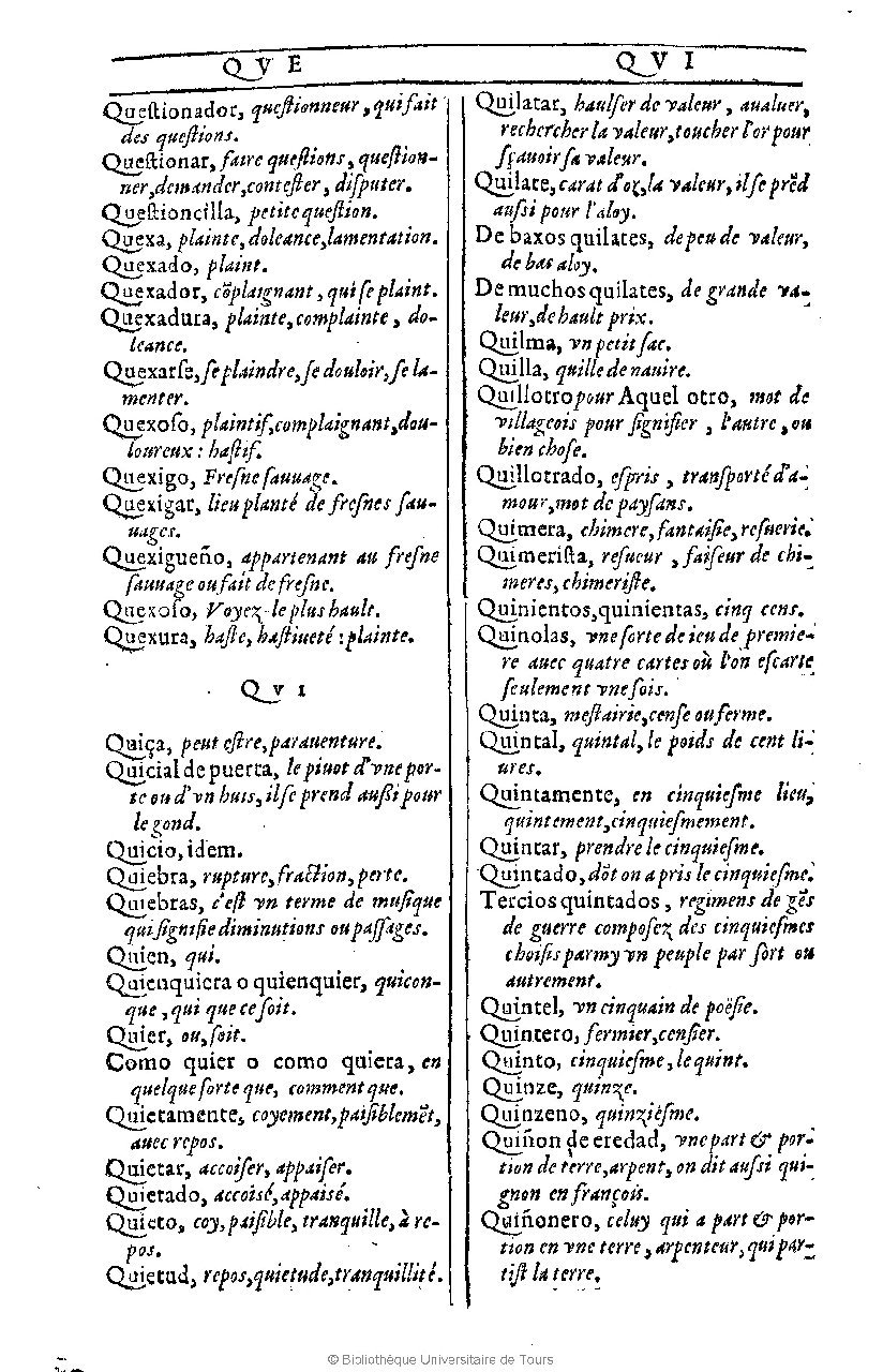 1607 - Marc Orry - Trésor des deux langues espagnole et française (Première et Seconde parties) - BU Tours